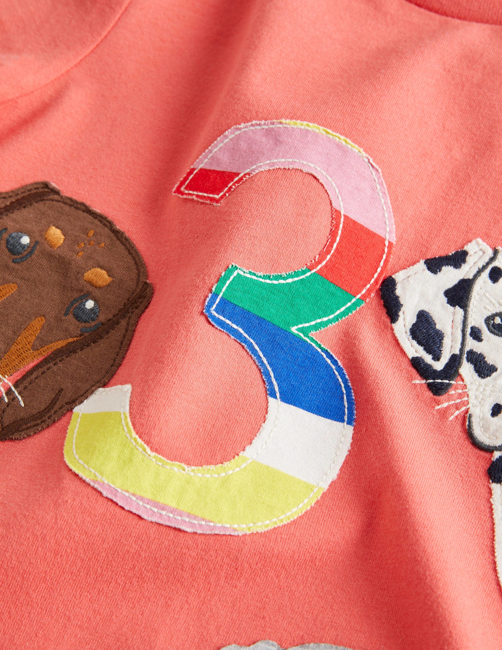 Birthday Appliqué T-shirt-Fire Red Dogs Three - Image 3