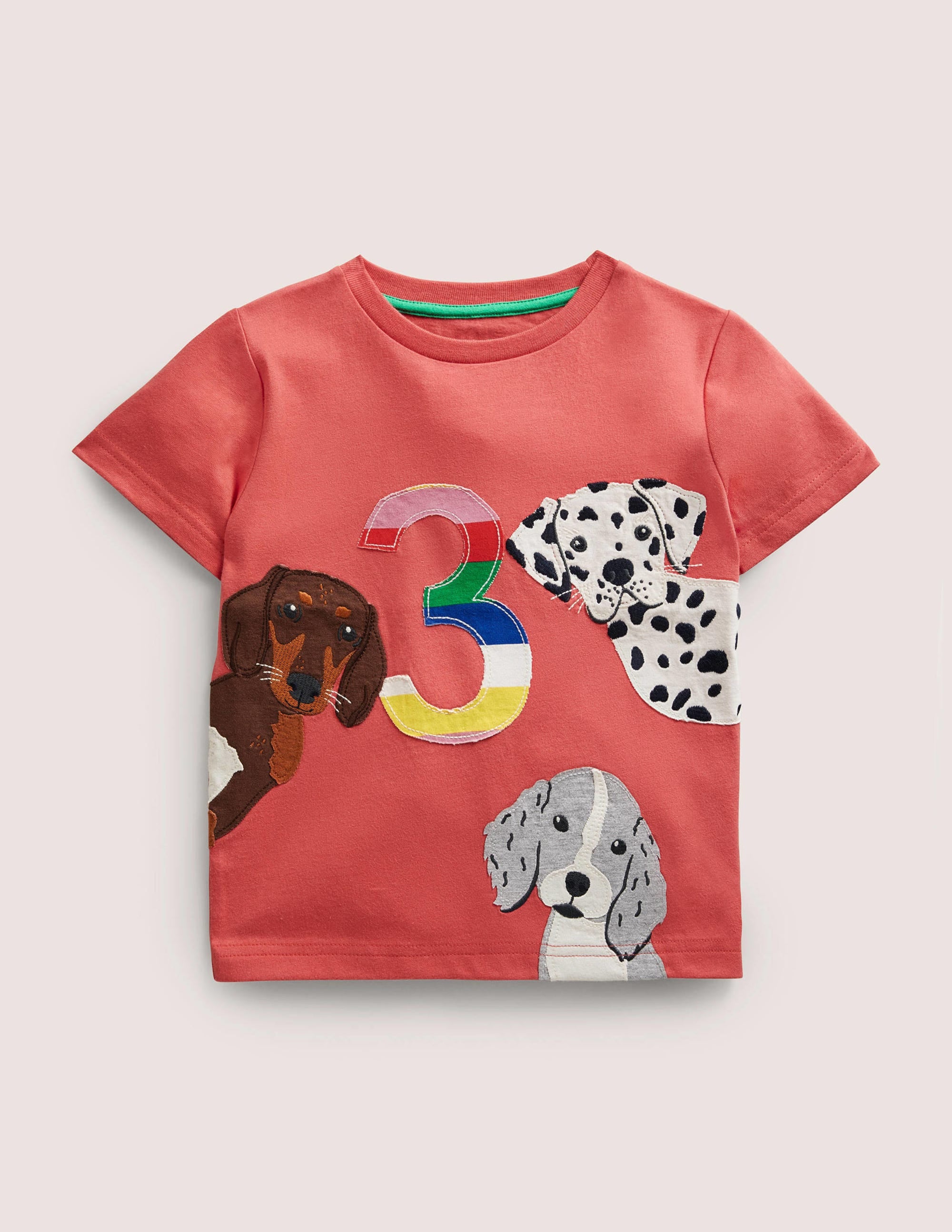 Birthday Appliqué T-shirt-Fire Red Dogs Three - Image 1