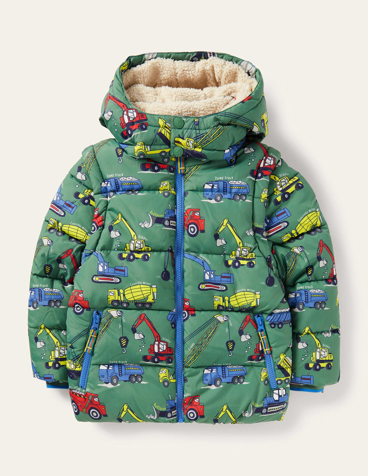 Cosy 2-in-1 Padded Jacket-Rosemary Green Vehicles - Image 1