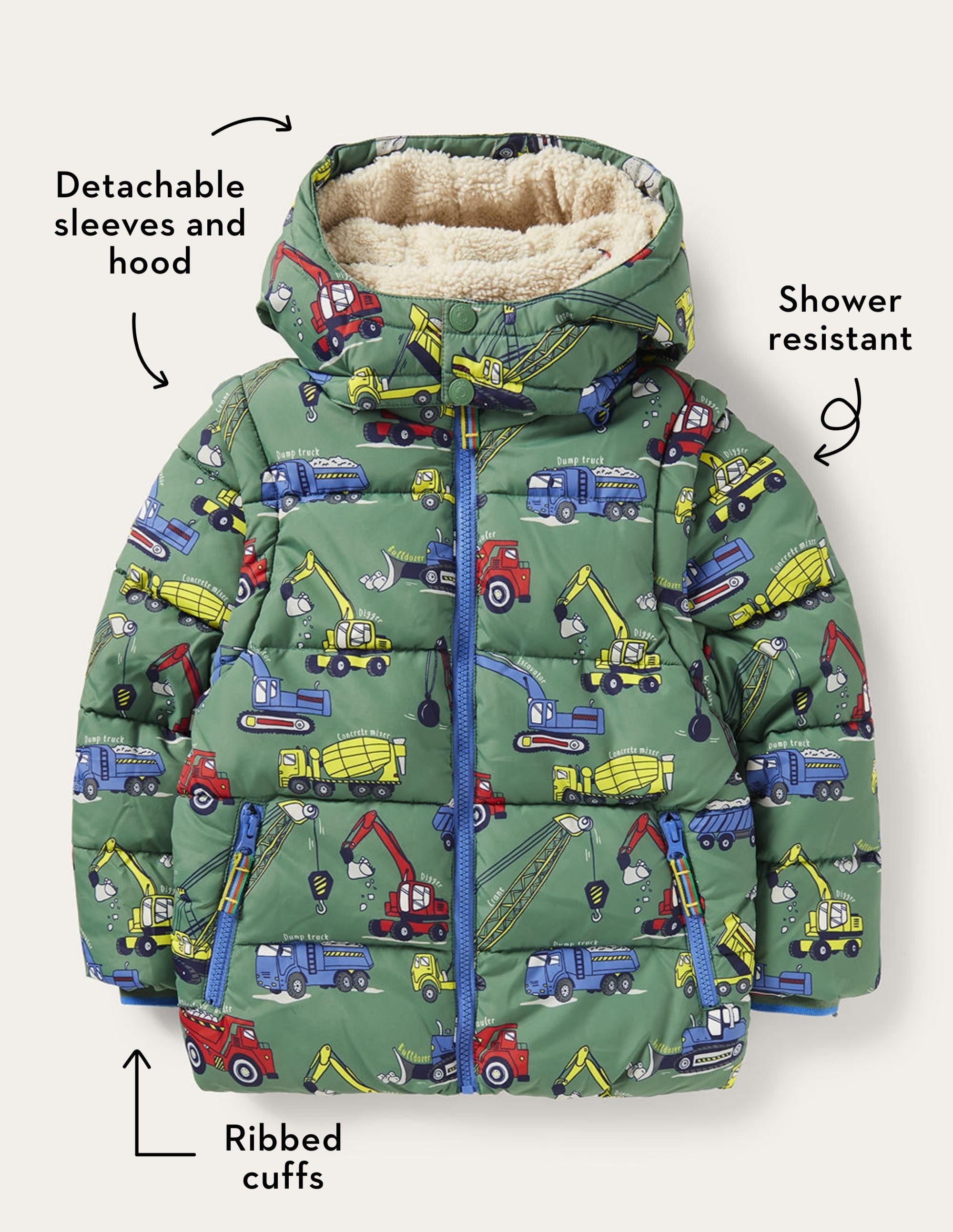 Cosy 2-in-1 Padded Jacket-Rosemary Green Vehicles - Image 4