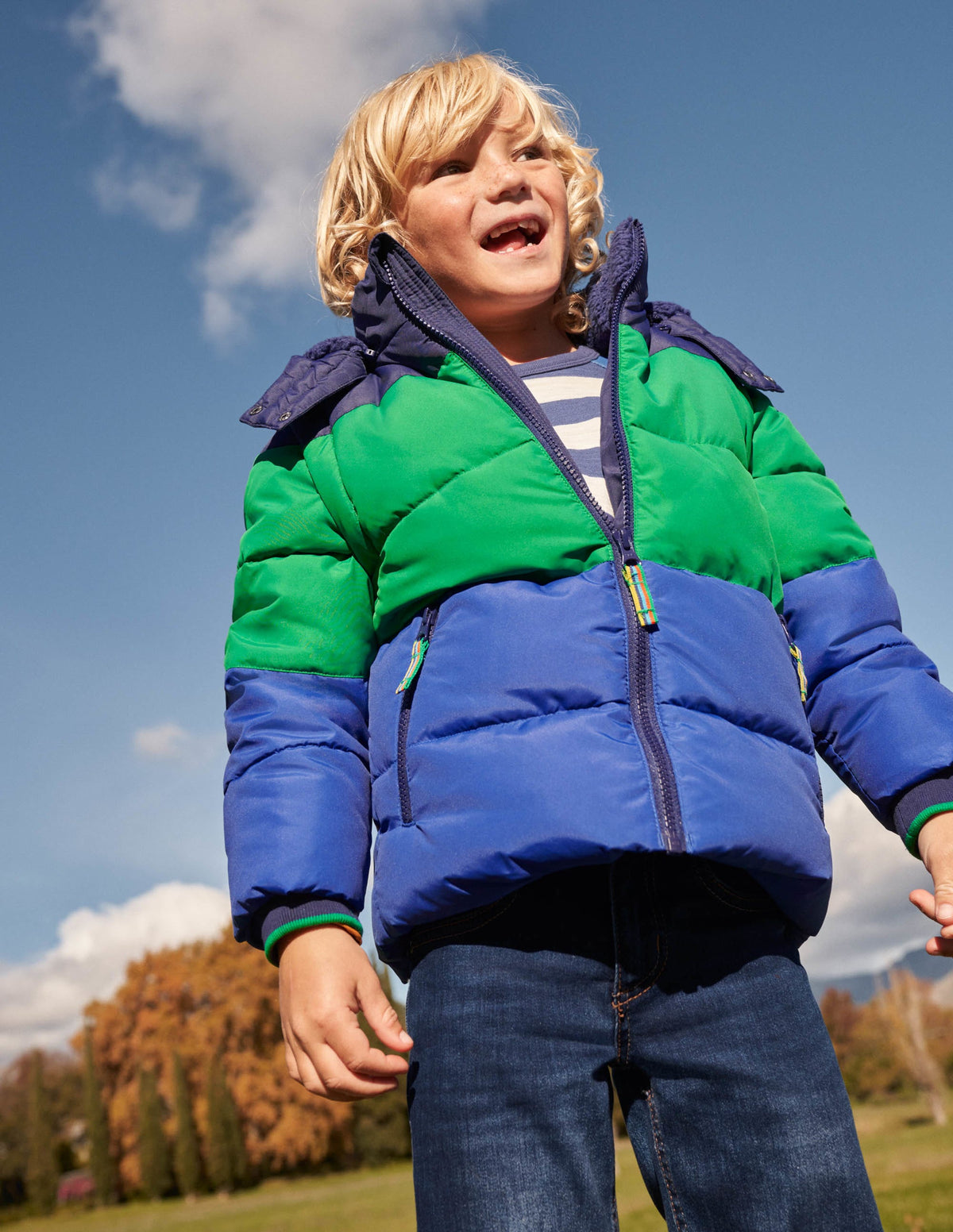 Colorblock 2-in-1 Puffer Jacket-College Navy/Green Colourblock - Image 7