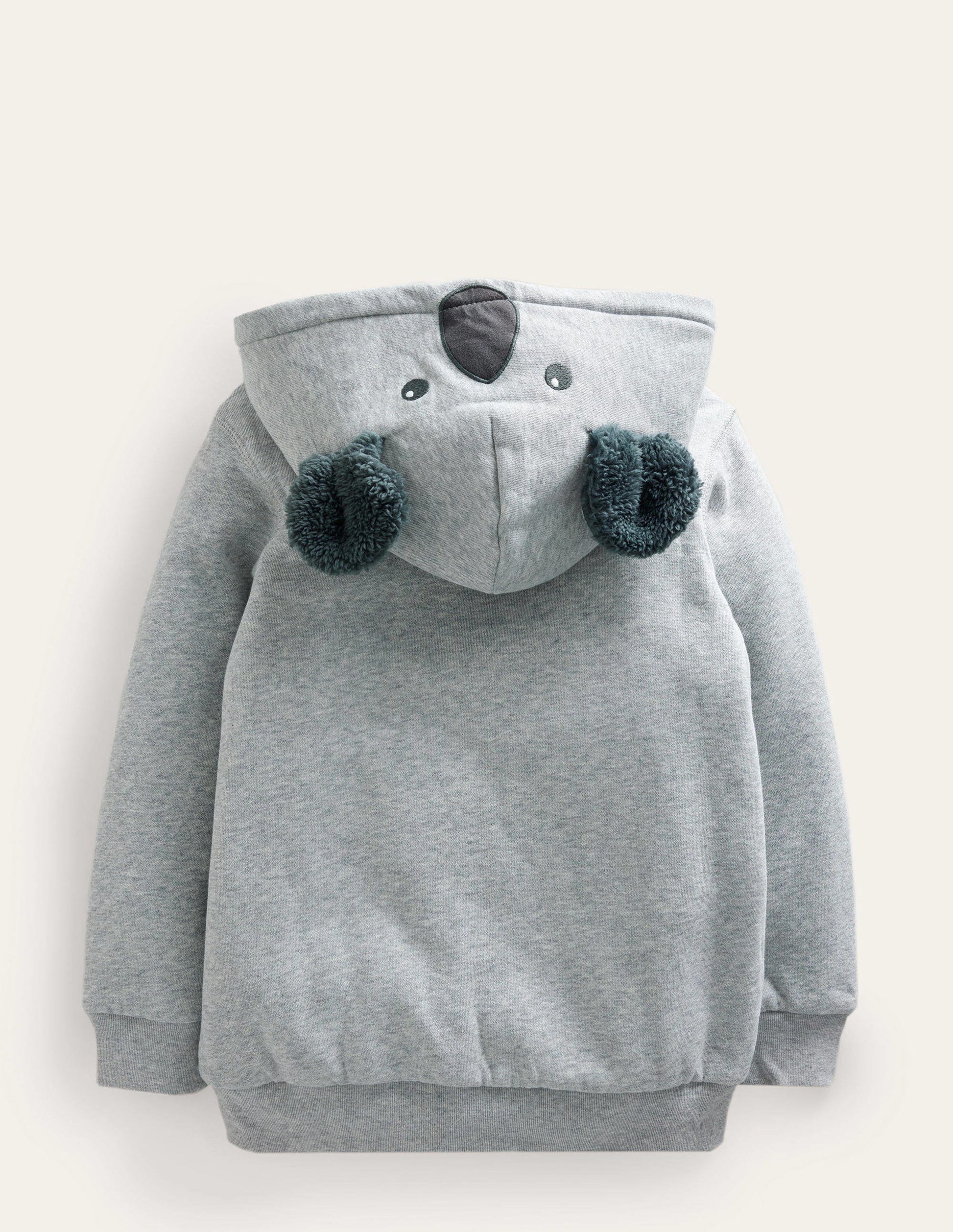 Shaggy-Lined Animal Hoodie-Grey Marl Koala-2