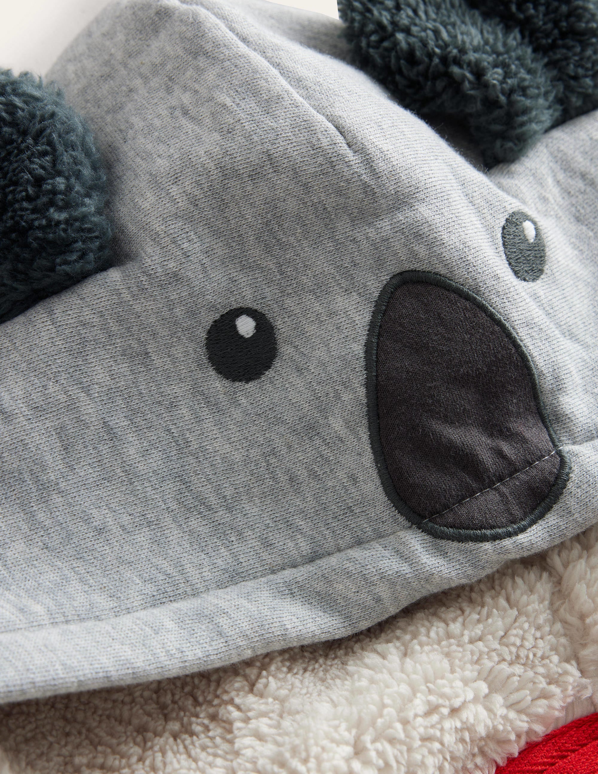 Shaggy-Lined Animal Hoodie-Grey Marl Koala - Image 3