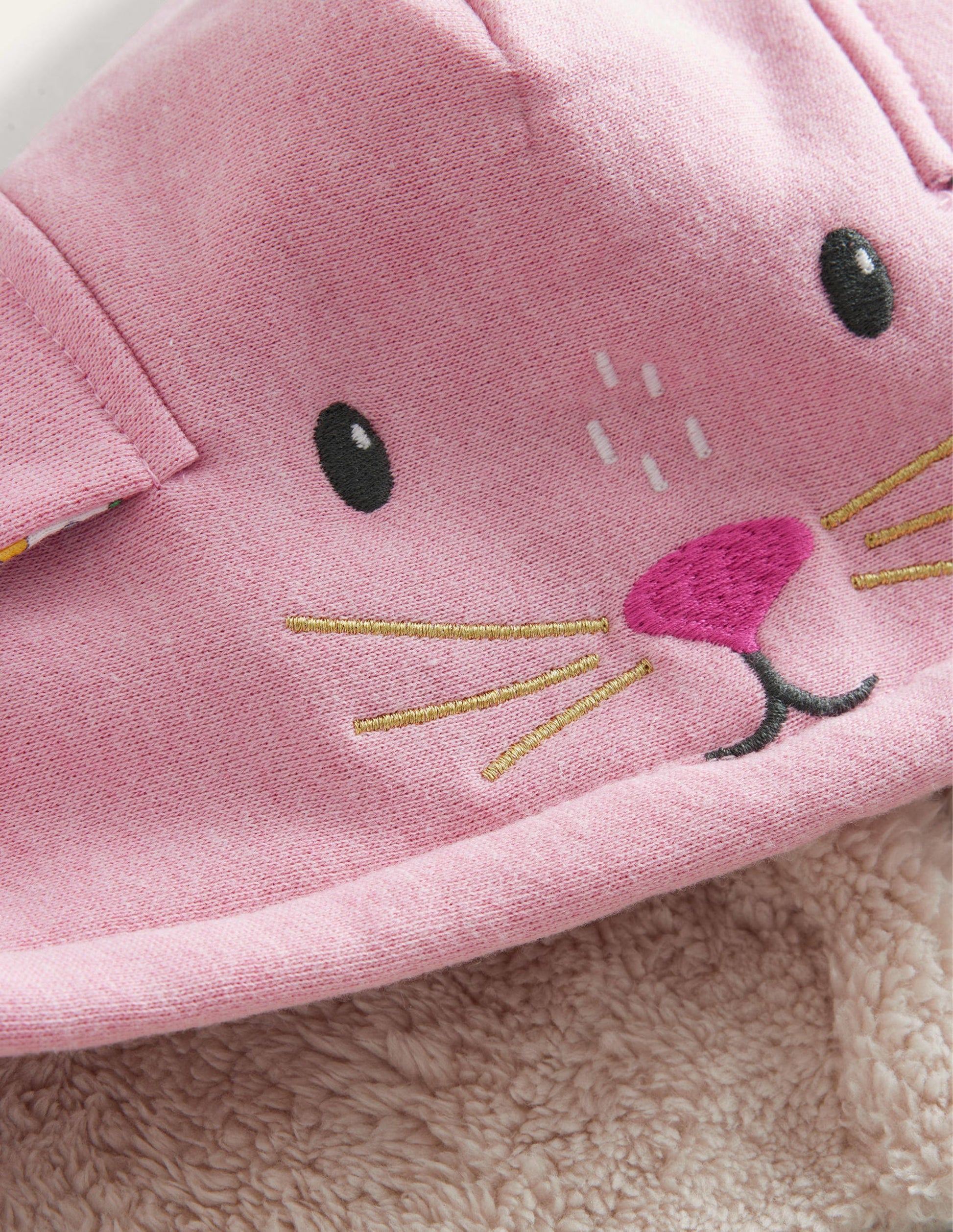 Shaggy-Lined Animal Hoodie-Pink Marl Bunny-3