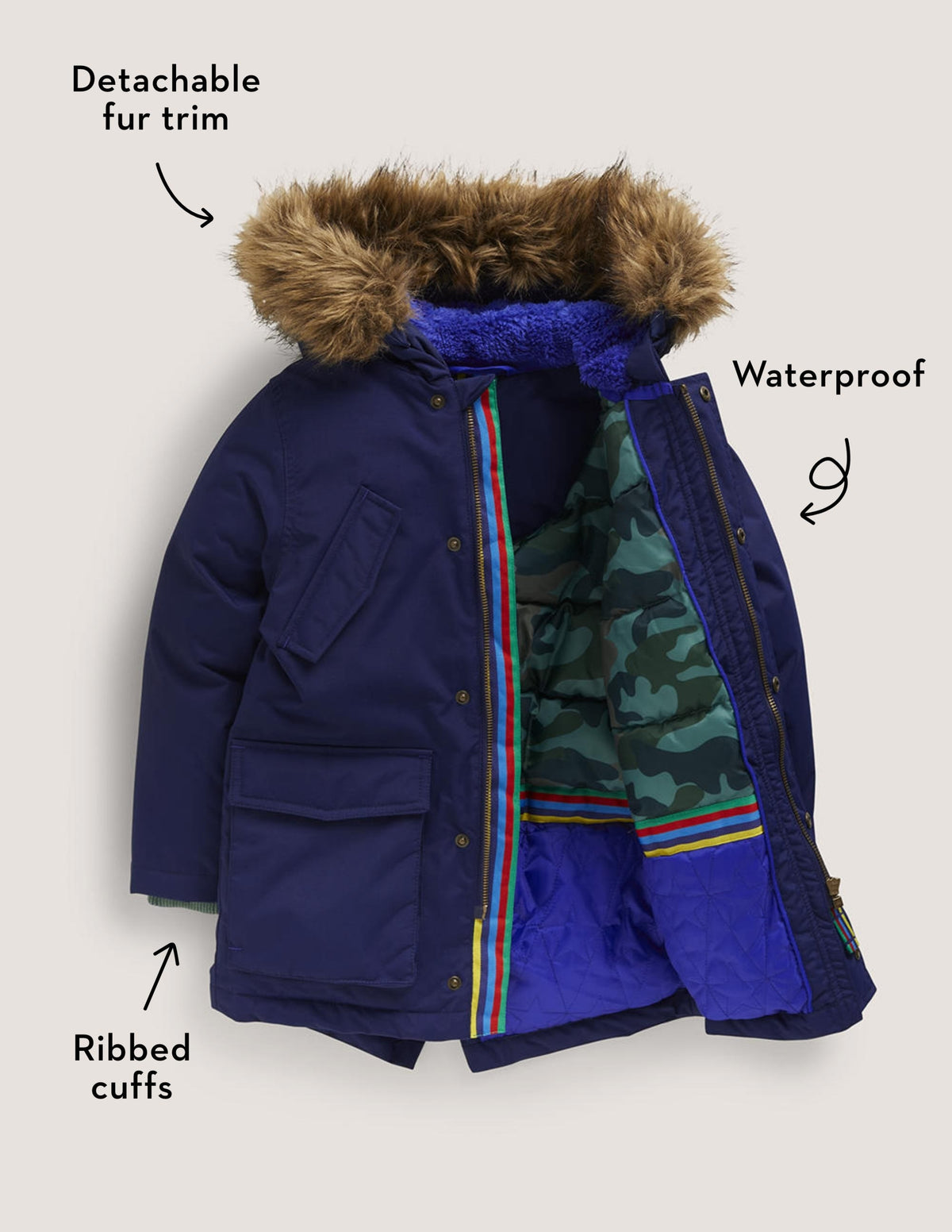 Navy Hooded Waterproof Parka-College Navy-5