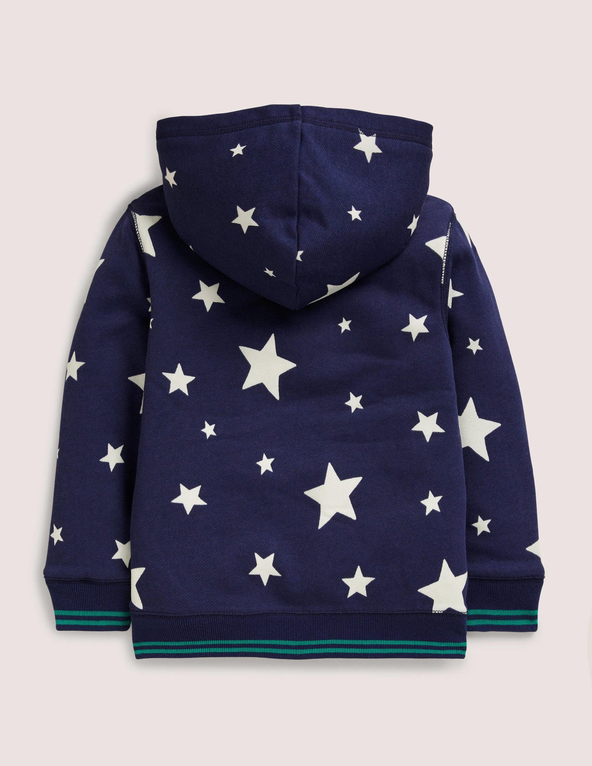 Navy Star Print Fleece-Lined Hoodie-College Navy Glow Stars-2