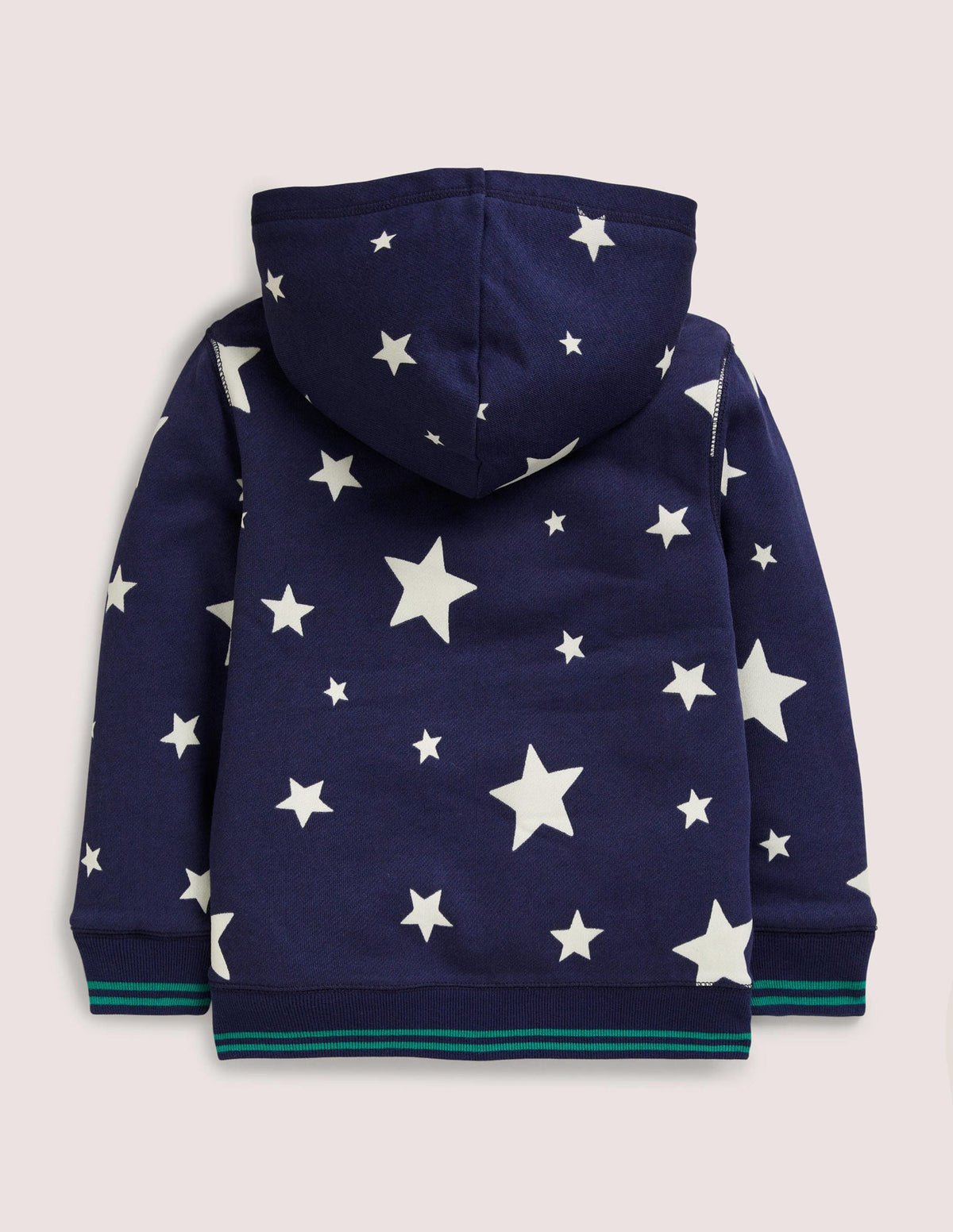 Navy Star Print Fleece-Lined Hoodie-College Navy Glow Stars - Image 2