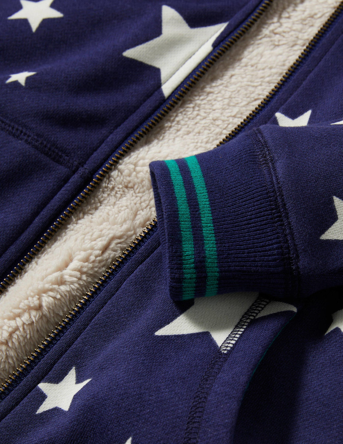 Navy Star Print Fleece-Lined Hoodie-College Navy Glow Stars-3