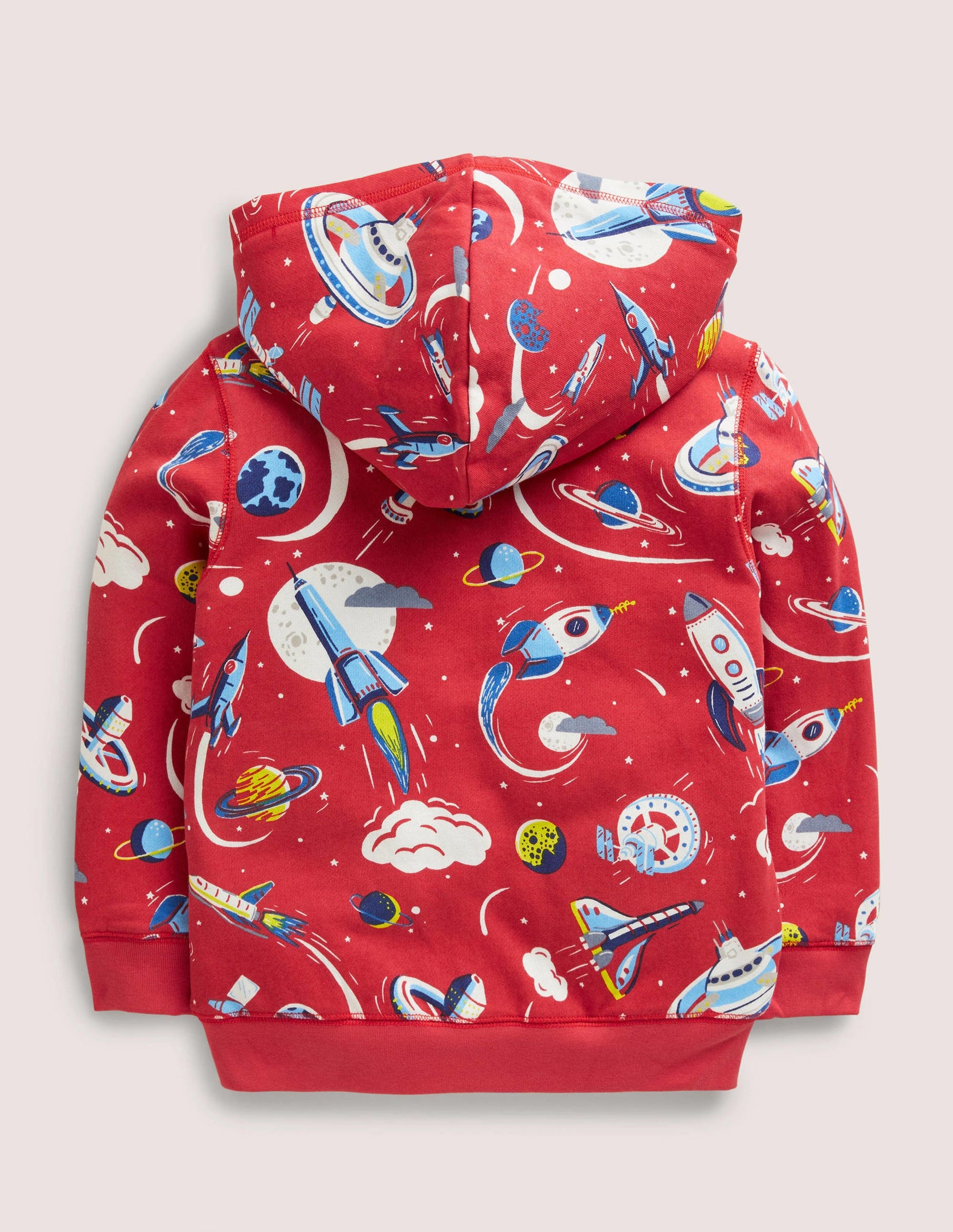 Shaggy-lined Printed Hoodie-Strawberry Tart Red Space-2