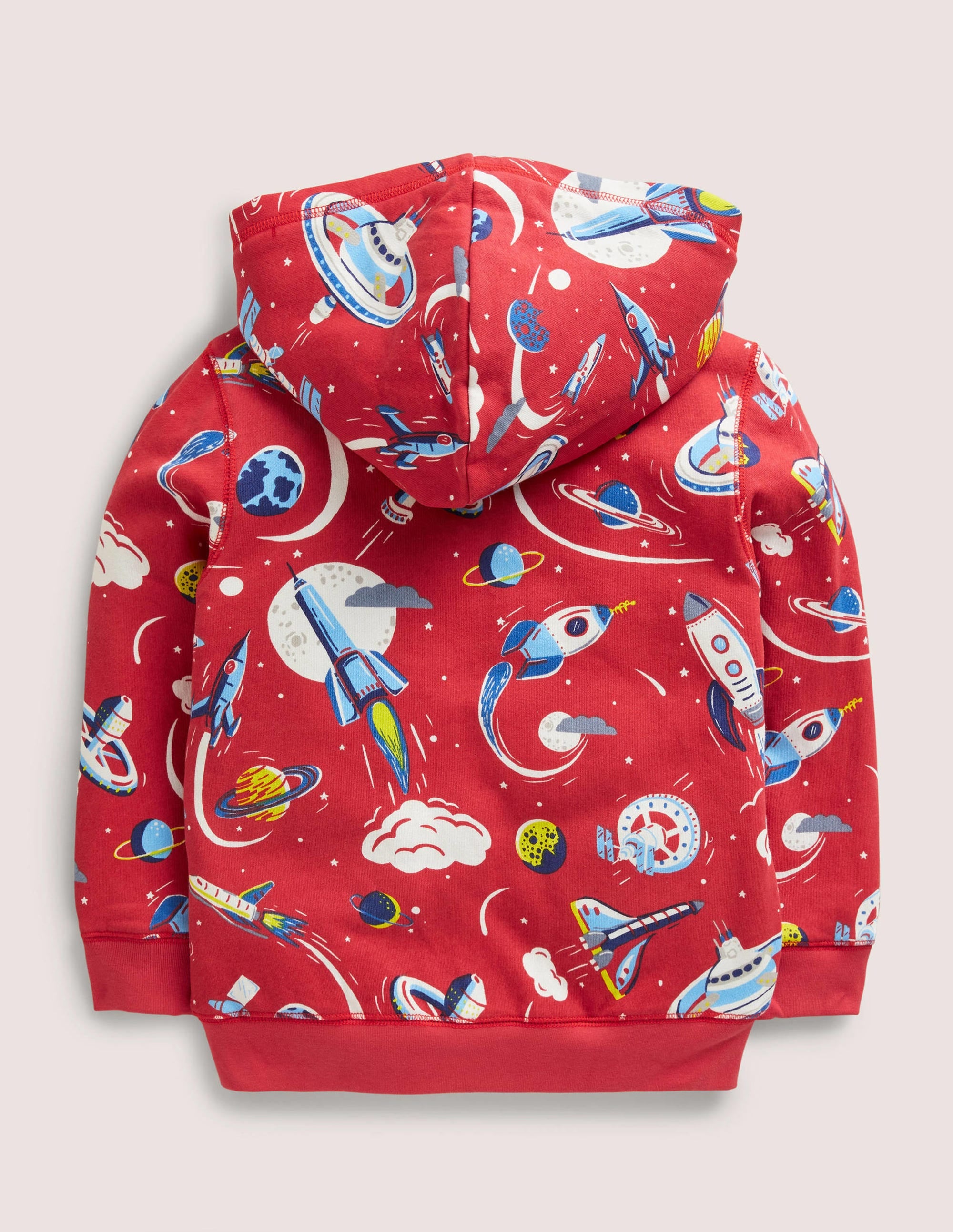 Shaggy-lined Printed Hoodie-Strawberry Tart Red Space - Image 2
