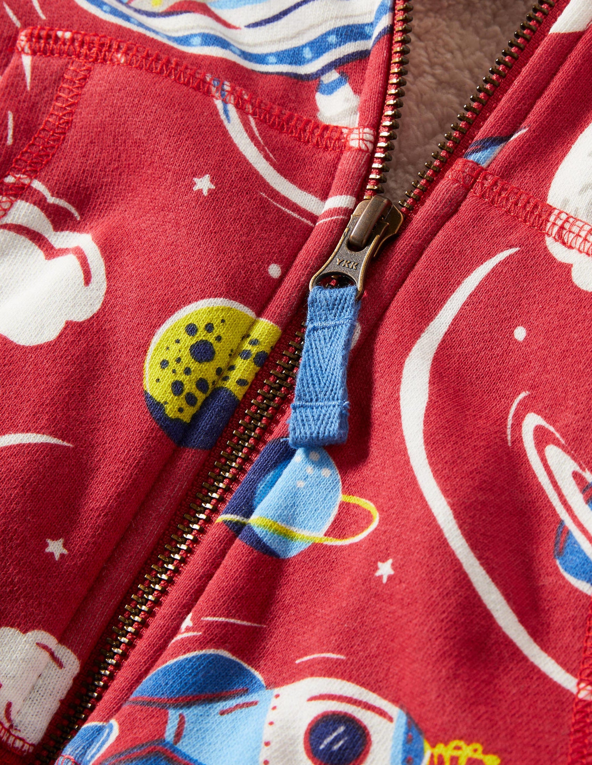 Shaggy-lined Printed Hoodie-Strawberry Tart Red Space-3