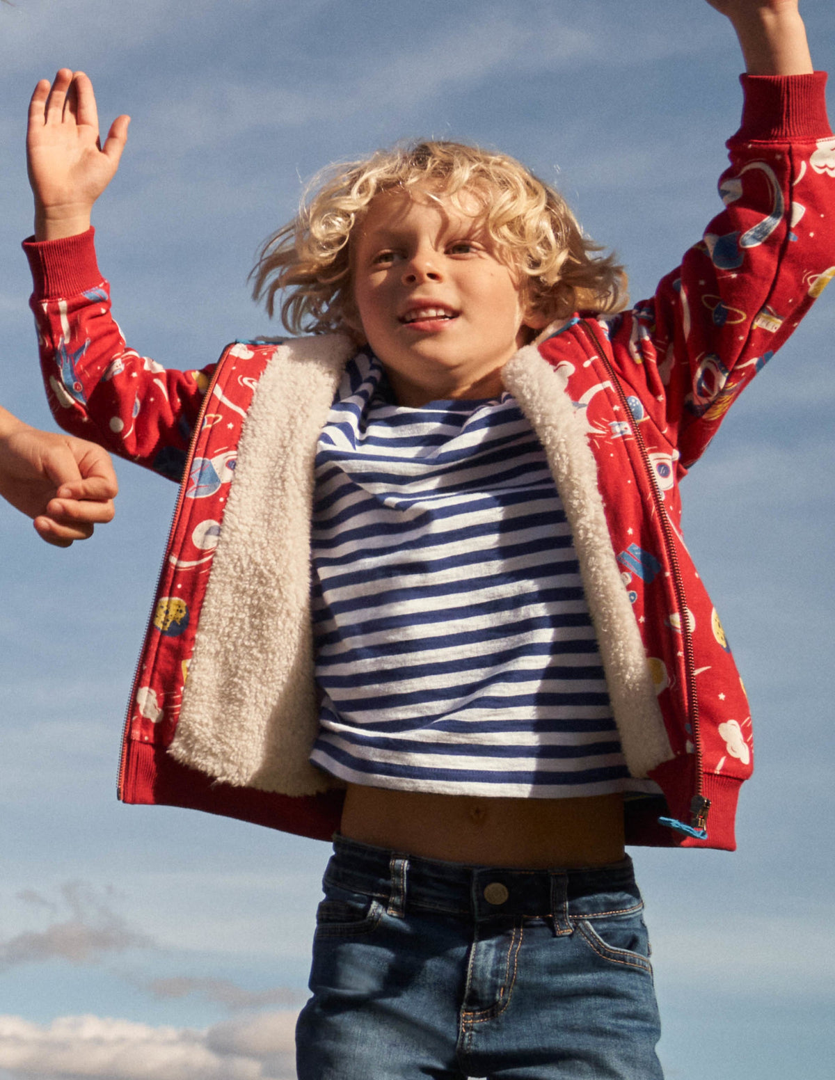 Shaggy-lined Printed Hoodie-Strawberry Tart Red Space-5