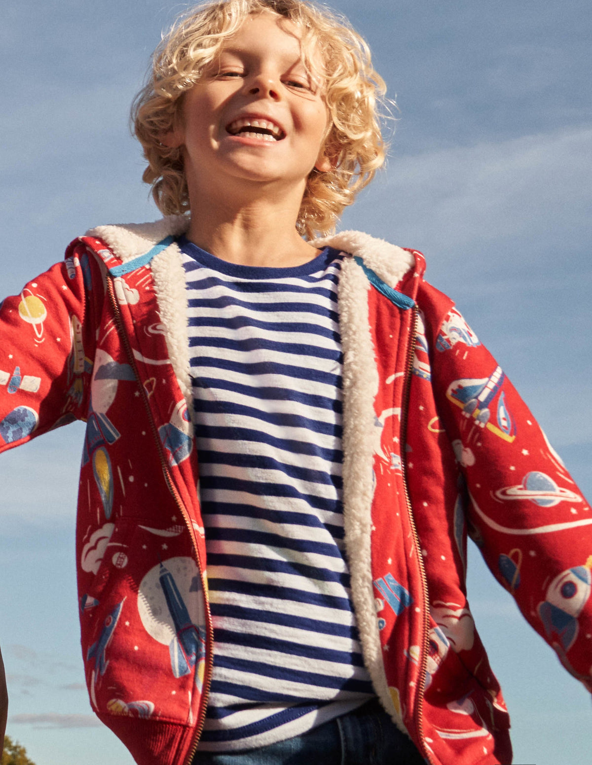 Shaggy-lined Printed Hoodie-Strawberry Tart Red Space-8