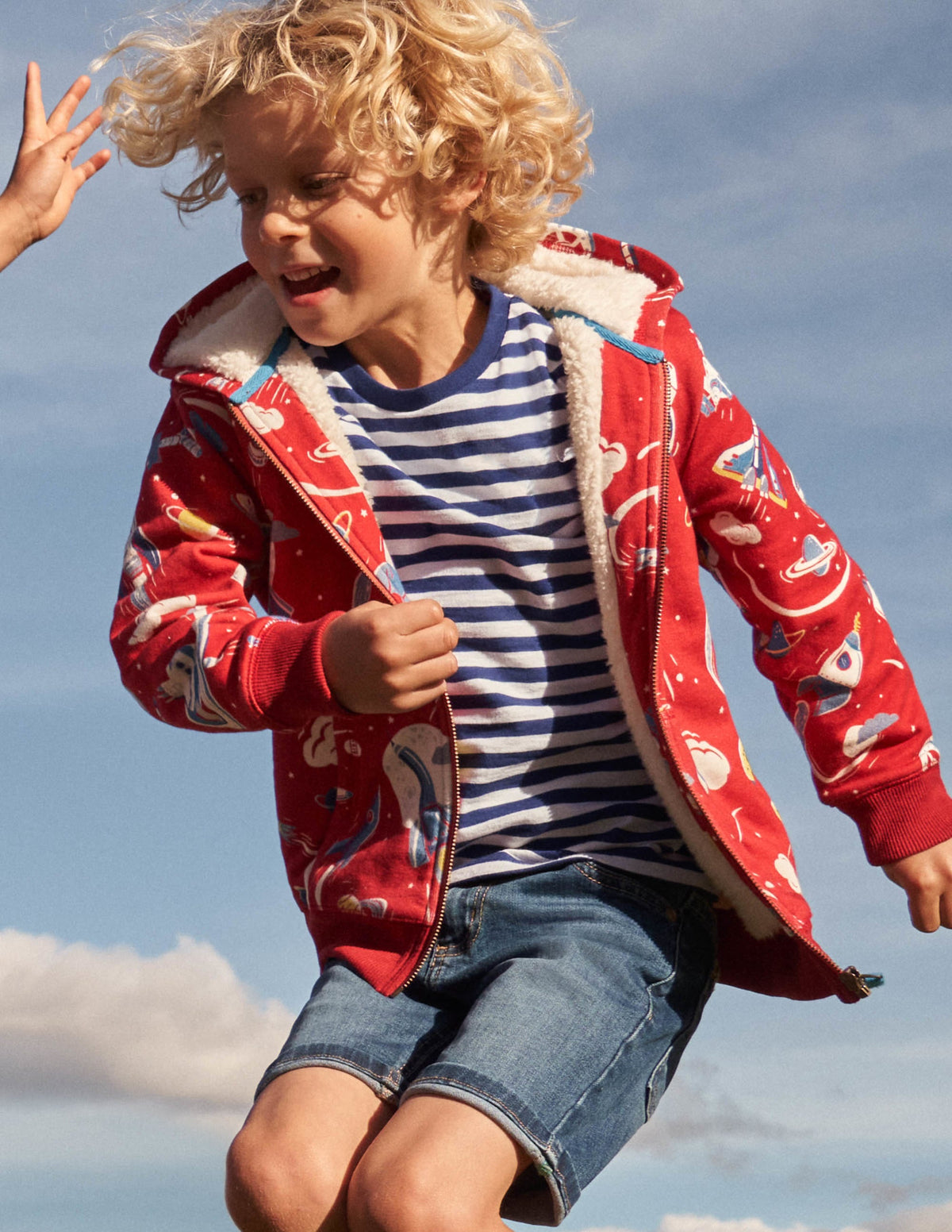 Shaggy-lined Printed Hoodie-Strawberry Tart Red Space - Image 9