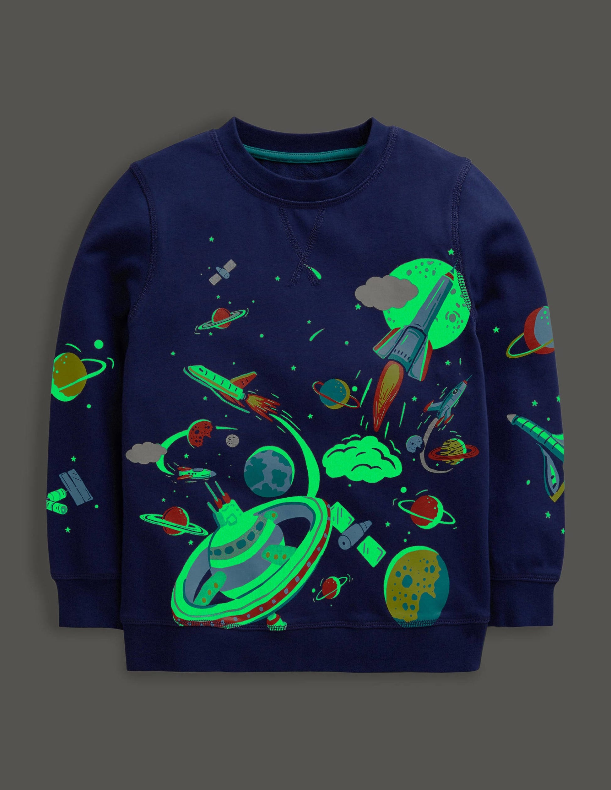 Glowing Space Sweatshirt-School Navy Space Print-4