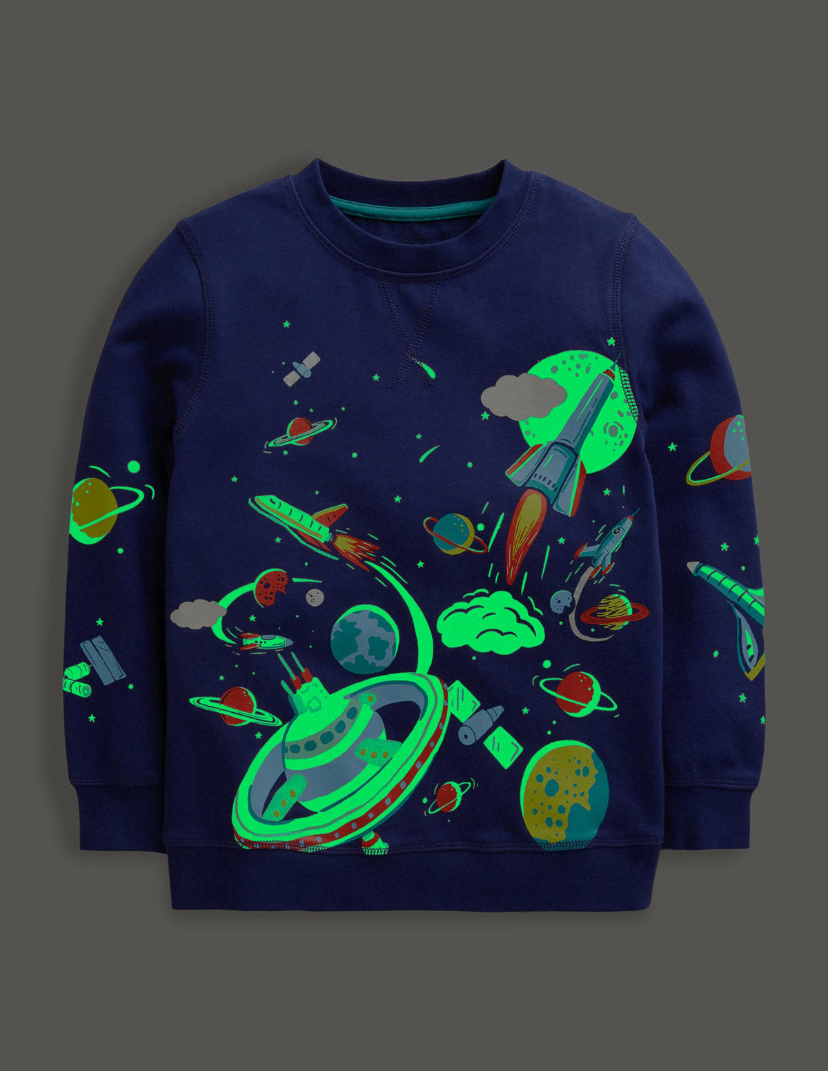 Glowing Space Sweatshirt-School Navy Space Print - Image 4