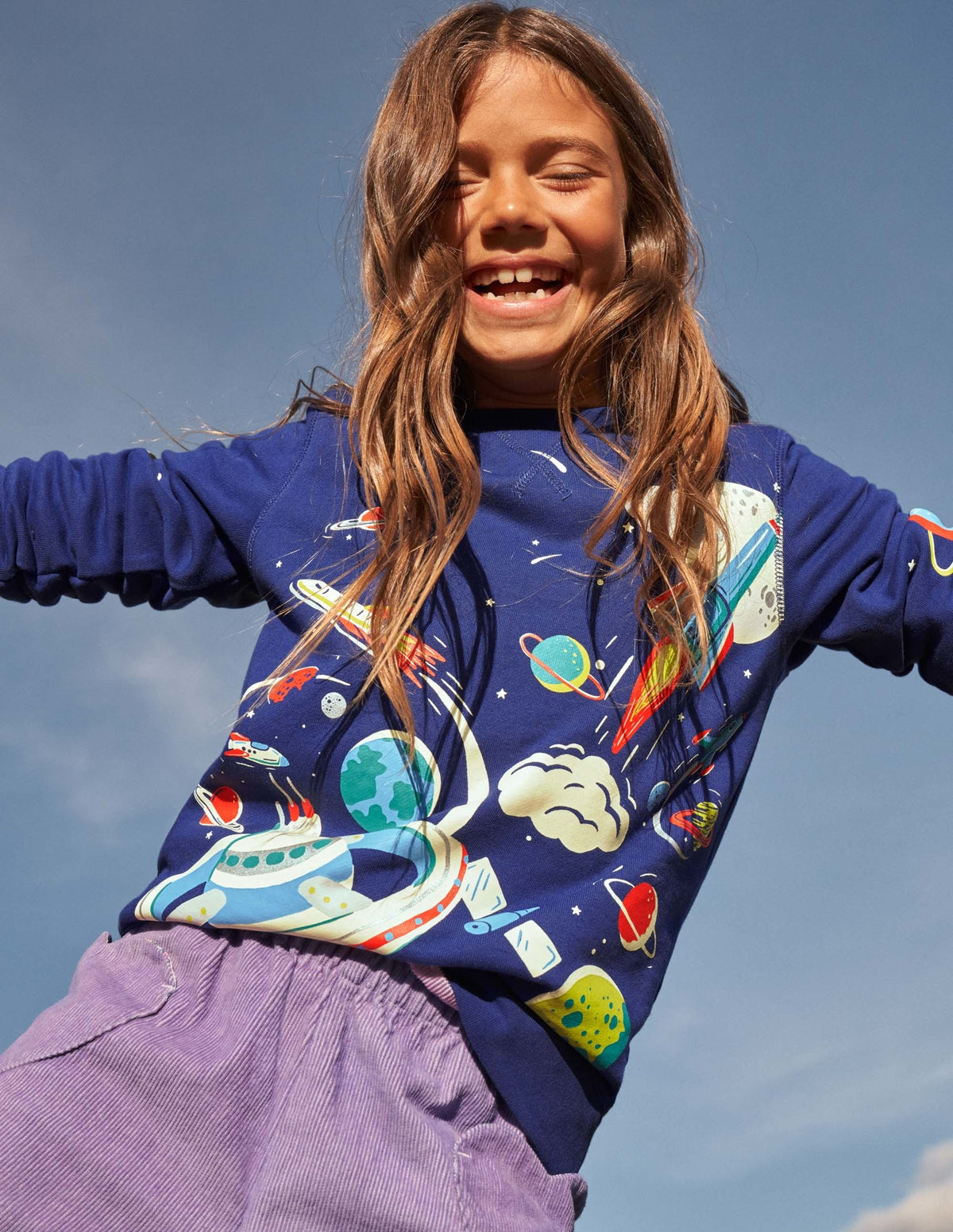 Glowing Space Sweatshirt-School Navy Space Print-5