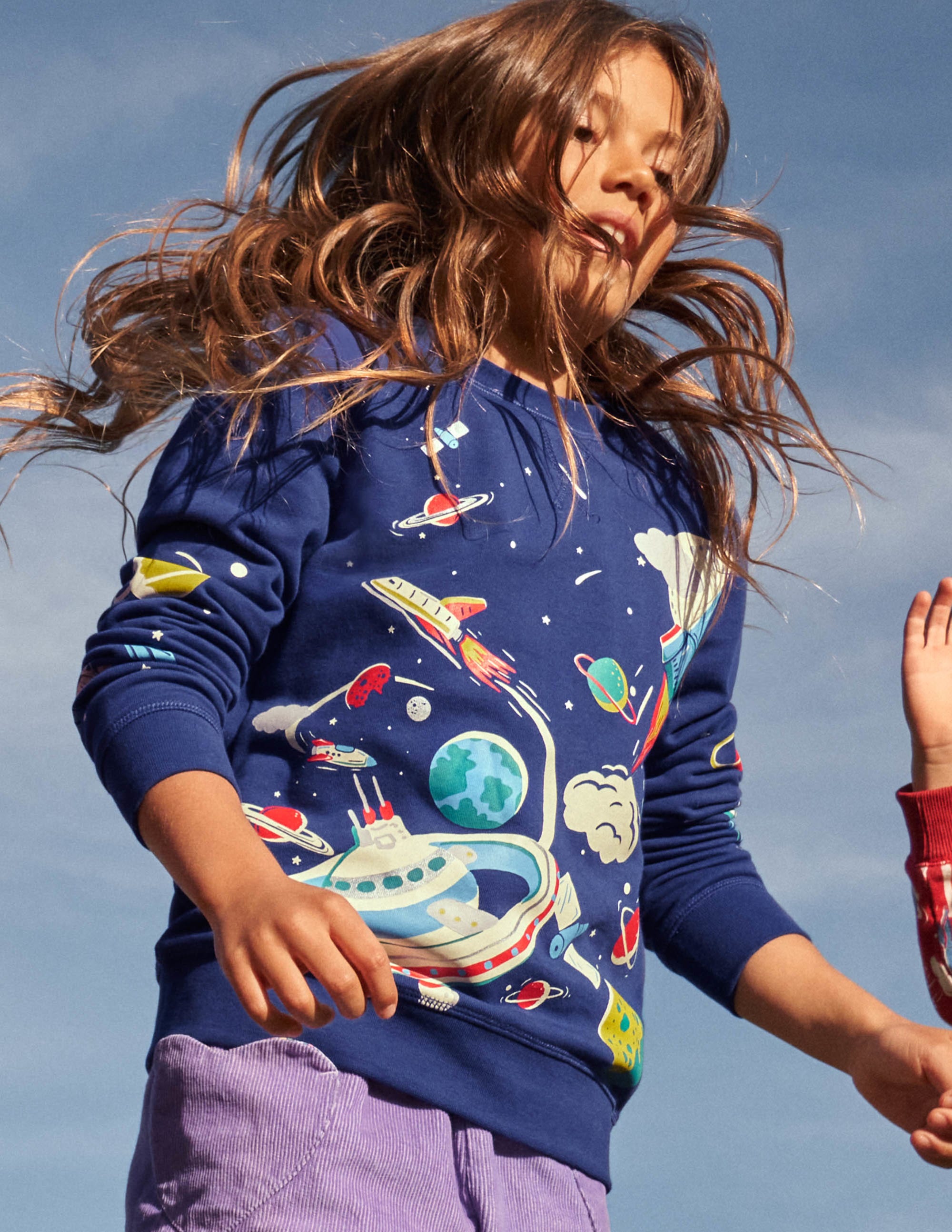 Glowing Space Sweatshirt-School Navy Space Print - Image 6