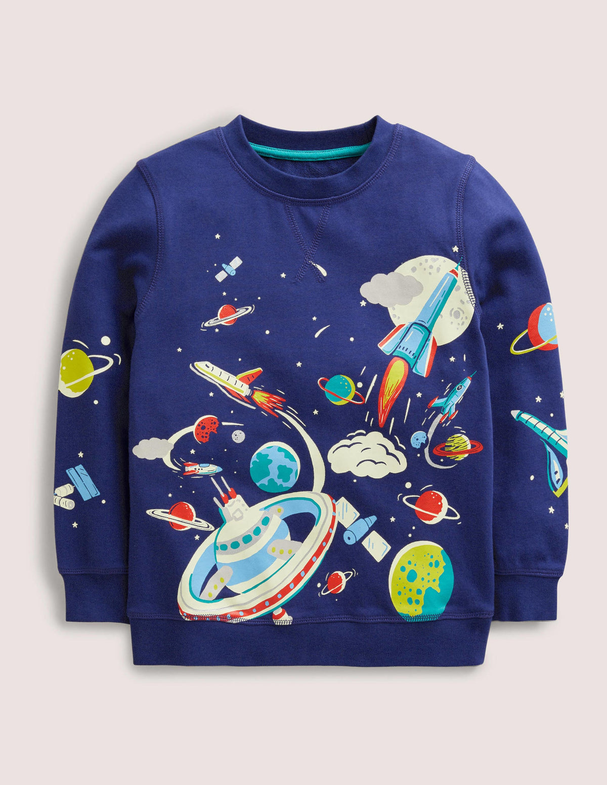 Glowing Space Sweatshirt-School Navy Space Print-9