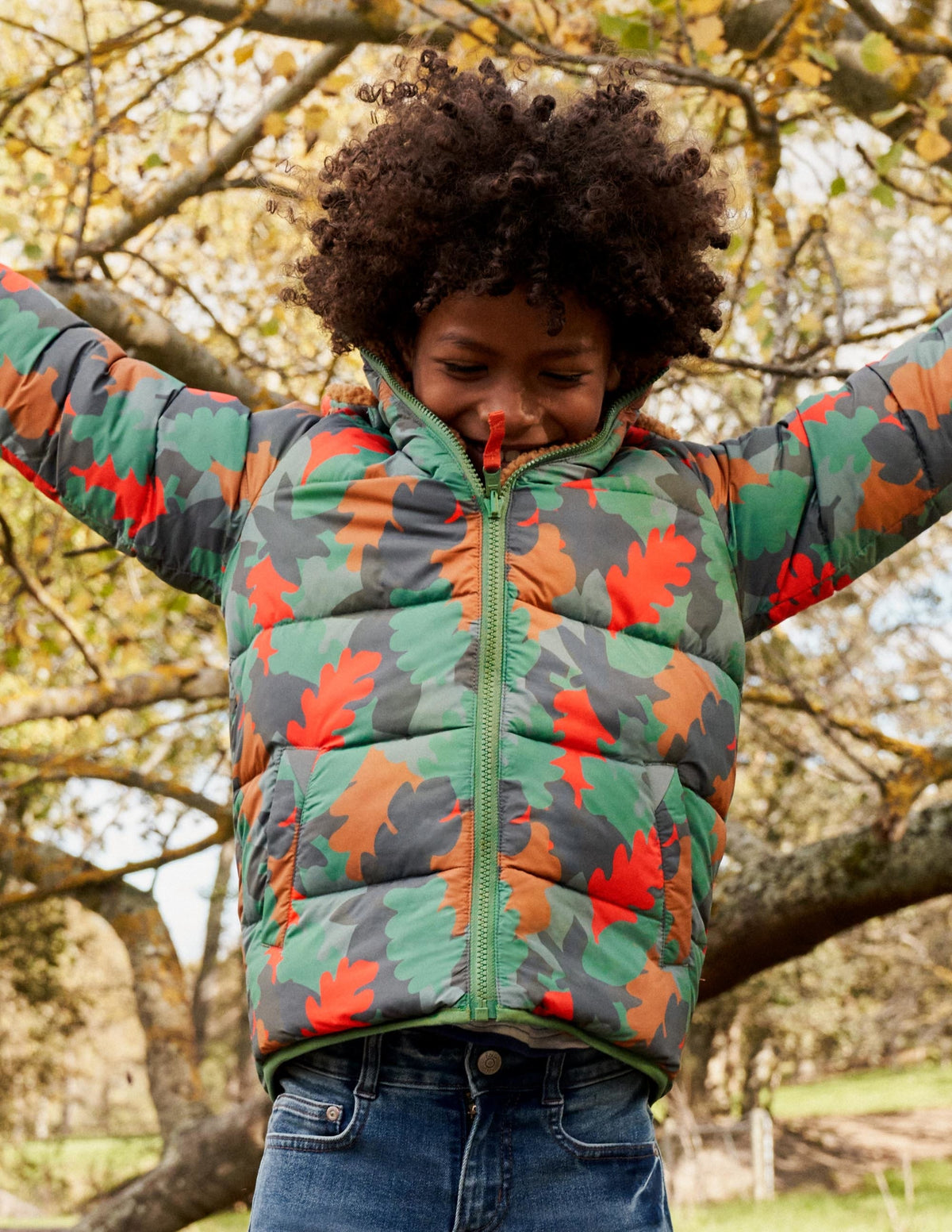 Autumn Leaf Reversible Teddy Puffer Jacket-Rosemary Autumn Leaf Camo - Image 5