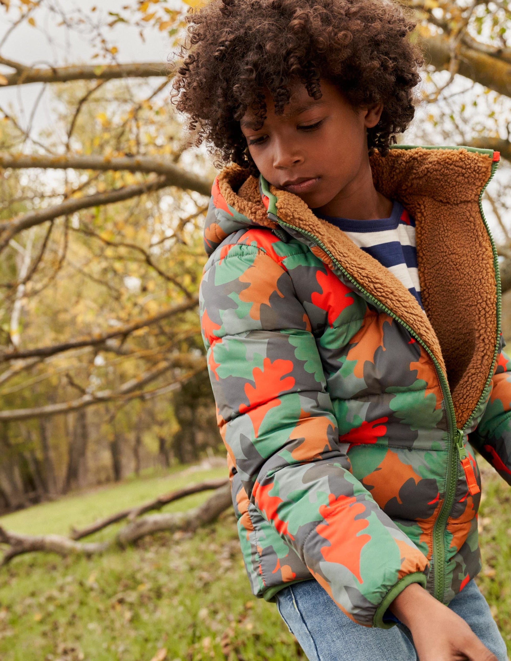 Autumn Leaf Reversible Teddy Puffer Jacket-Rosemary Autumn Leaf Camo-7