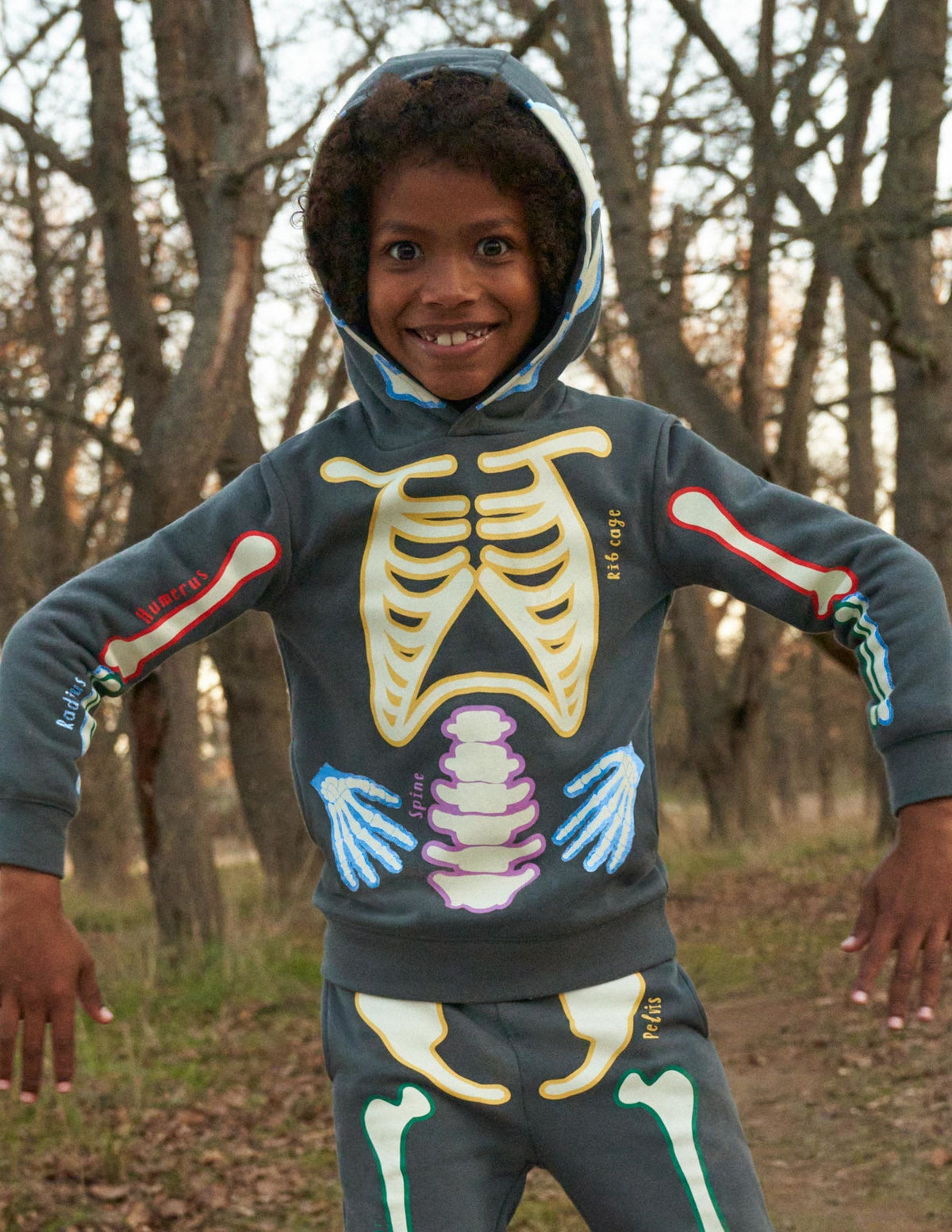 Halloween Glow Skeleton Hoodie-Smoke Grey Glowing Skeleton-5