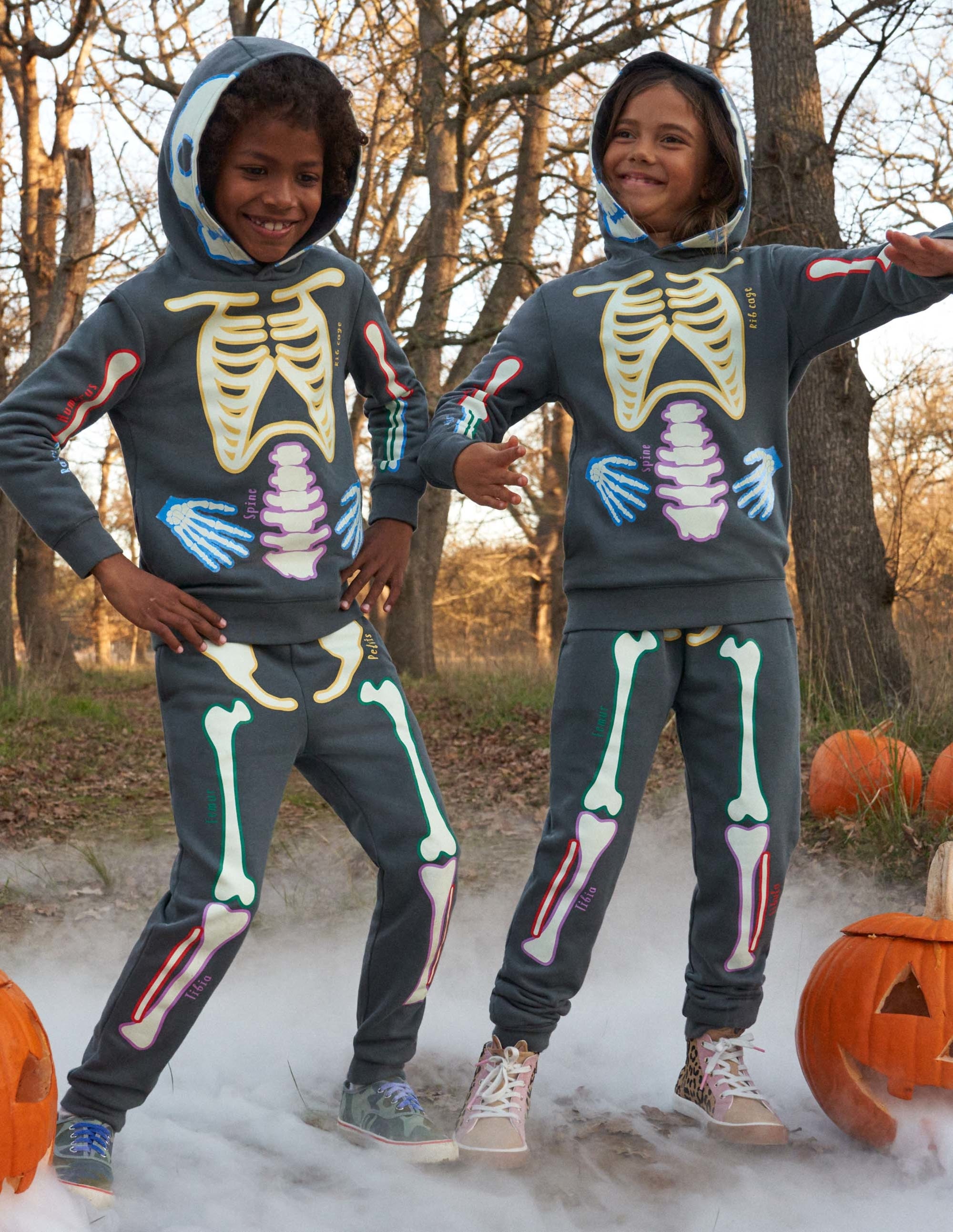 Halloween Glow Skeleton Hoodie-Smoke Grey Glowing Skeleton - Image 6