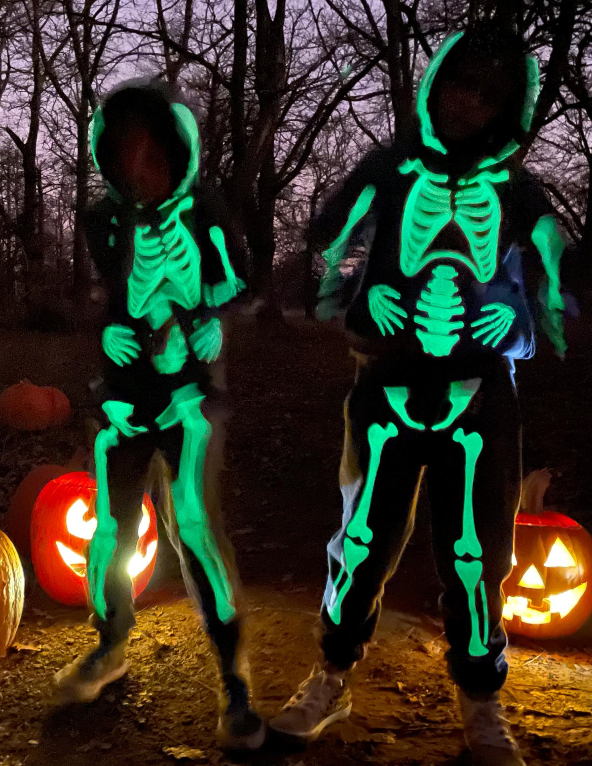 Halloween Glow Skeleton Hoodie-Smoke Grey Glowing Skeleton-7