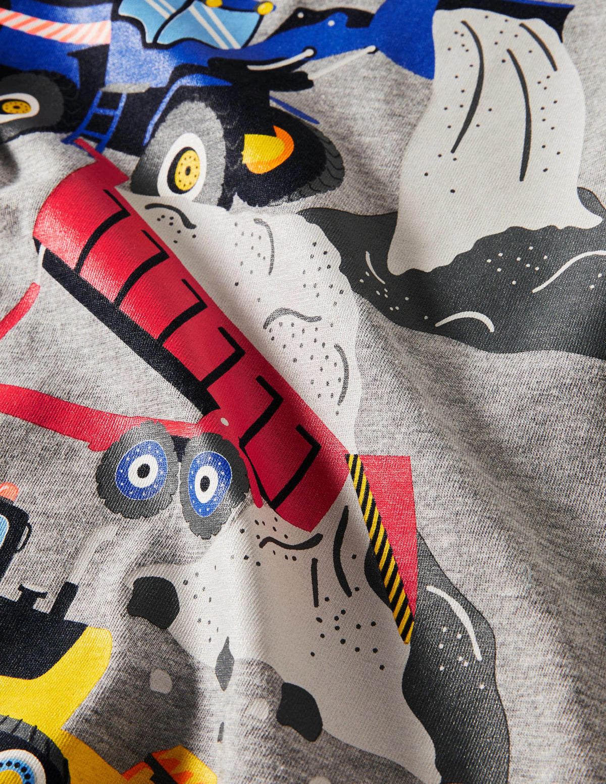 Printed Graphic T-shirt-Grey Marl Construction Trucks - Image 3