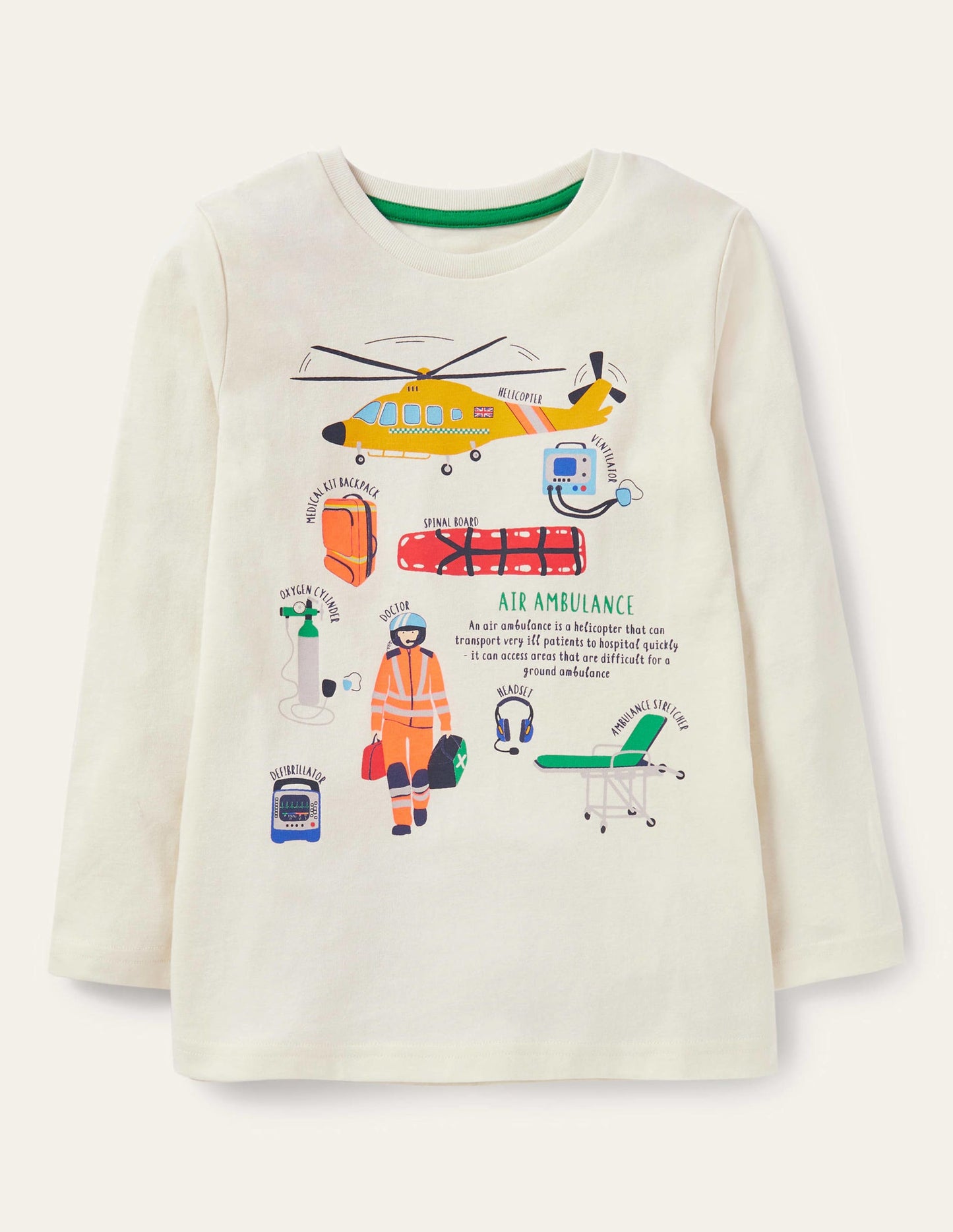 Printed Graphic T-shirt-Ivory Air Ambulance
