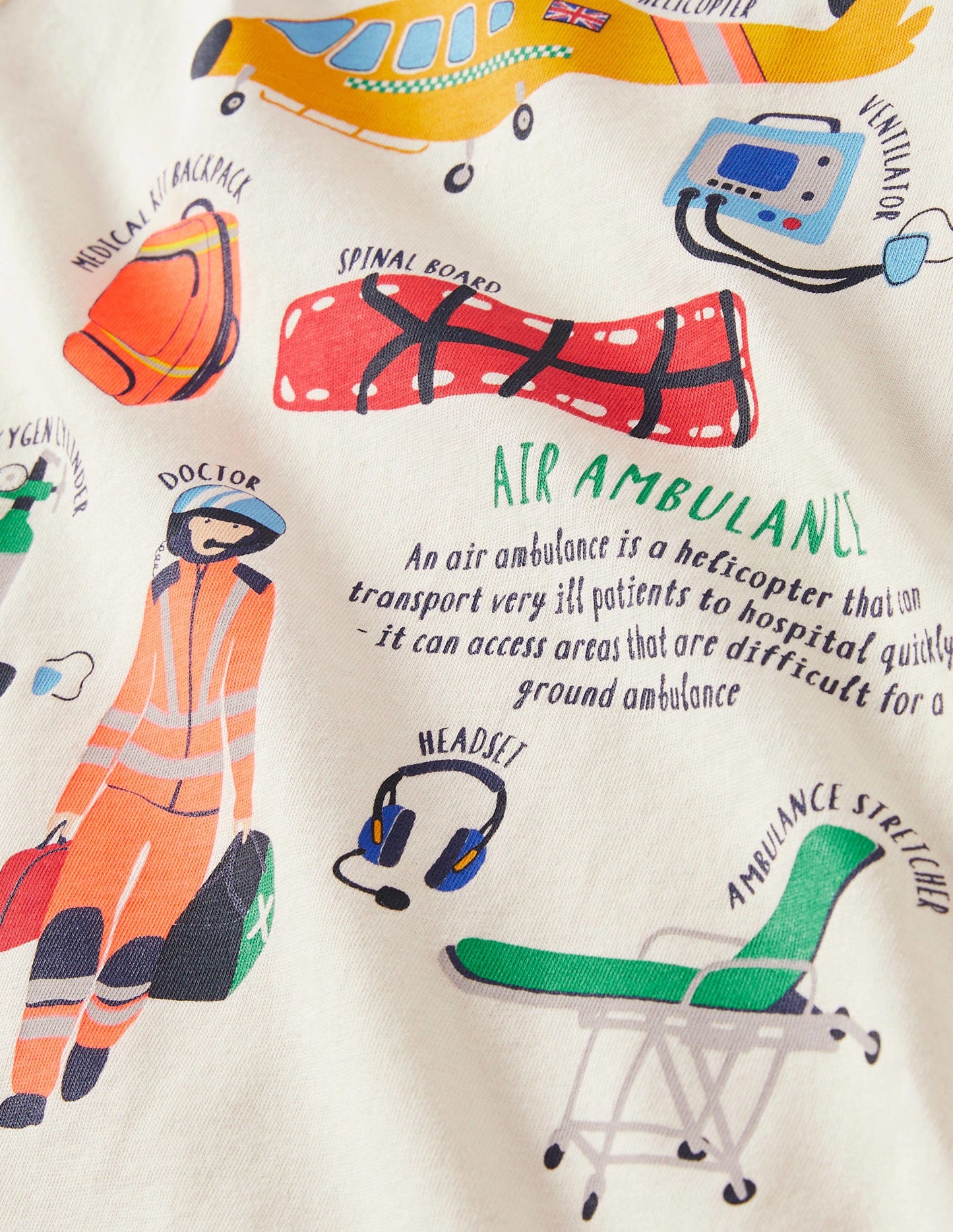 Printed Graphic T-shirt-Ivory Air Ambulance