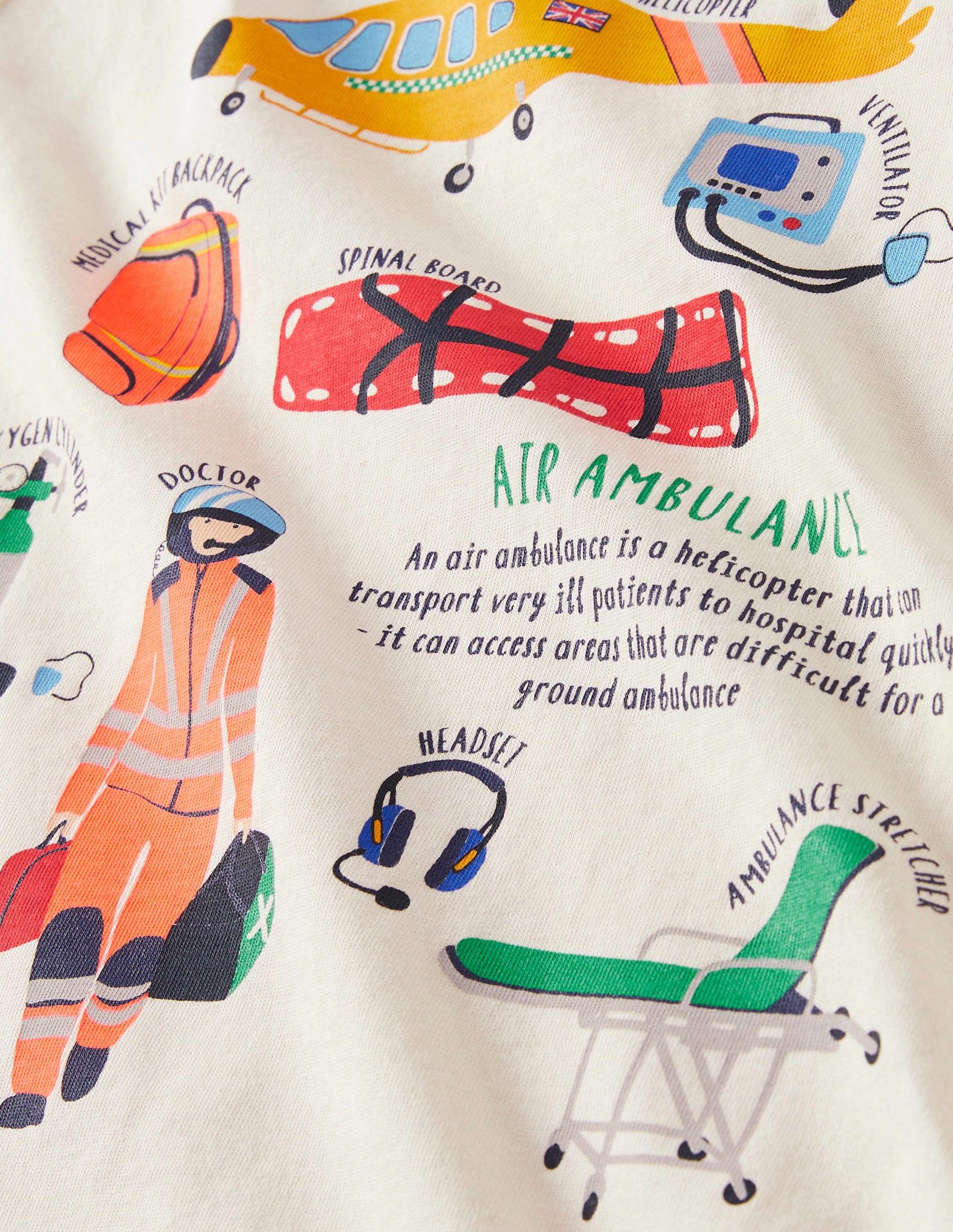Printed Graphic T-shirt-Ivory Air Ambulance - Image 3