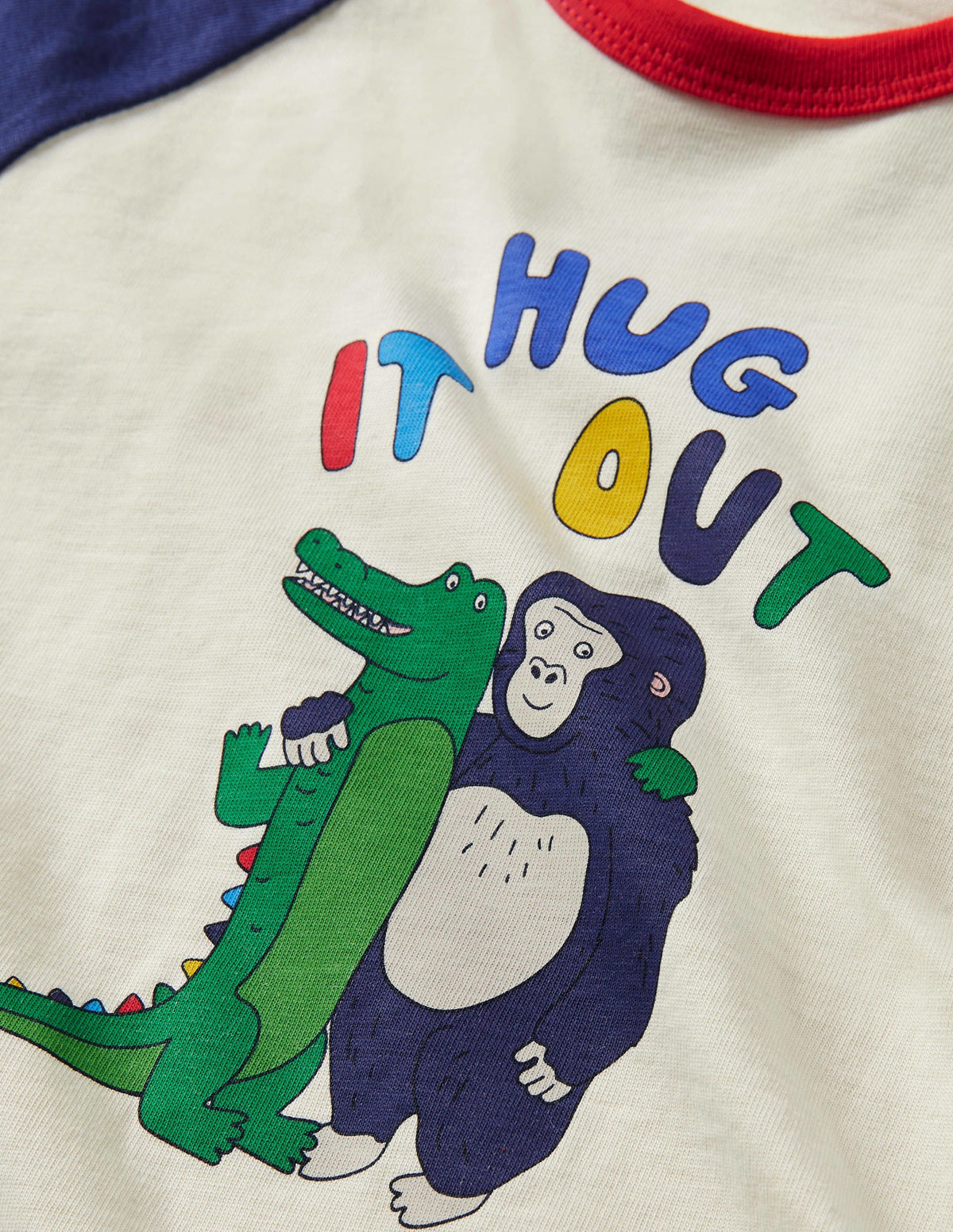 Printed Raglan T-shirt-Ivory Hug It Out - Image 3