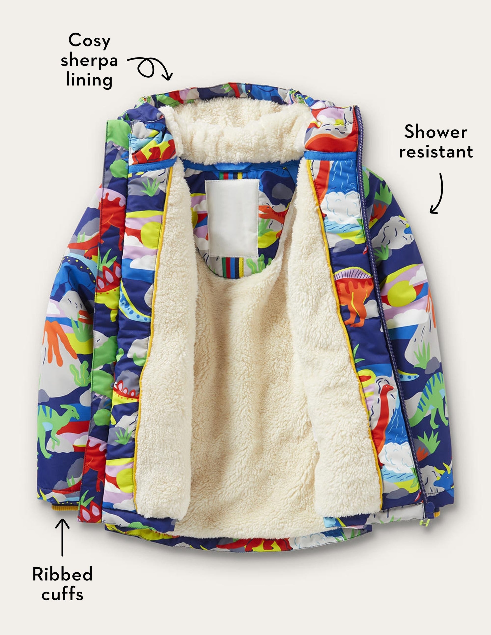 Cosy Sherpa-lined Anorak-Starboard Blue Multi Dino-4