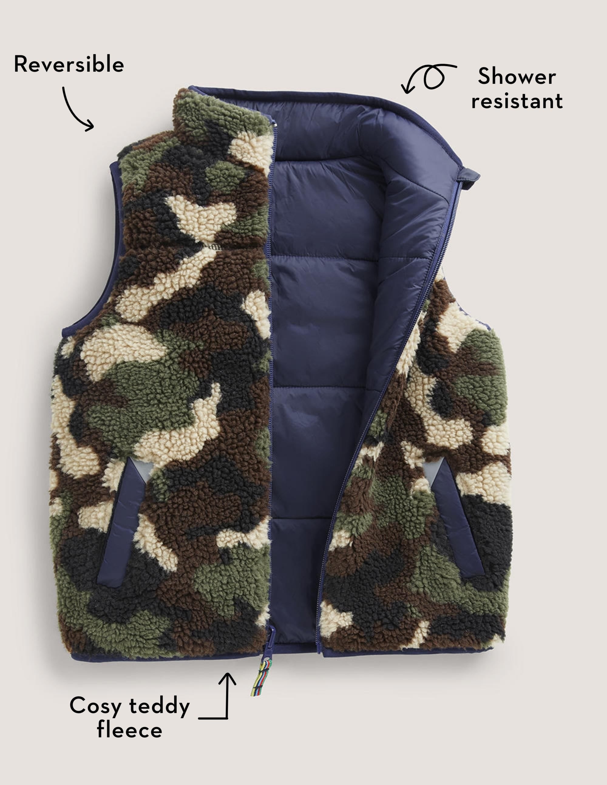 Reversible Navy/Camo Borg Gilet-College Navy/Camo Borg - Image 4