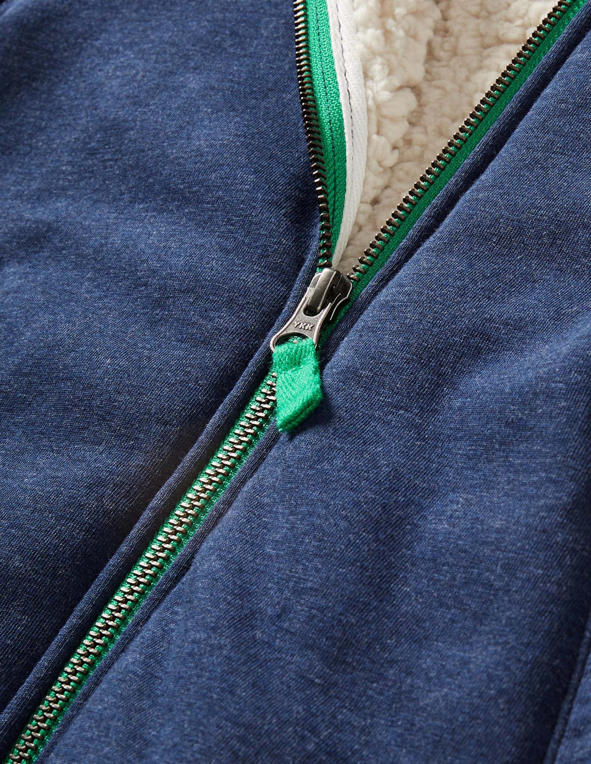 Navy Borg Lined Zip-up Hoodie-Blue Marl-3