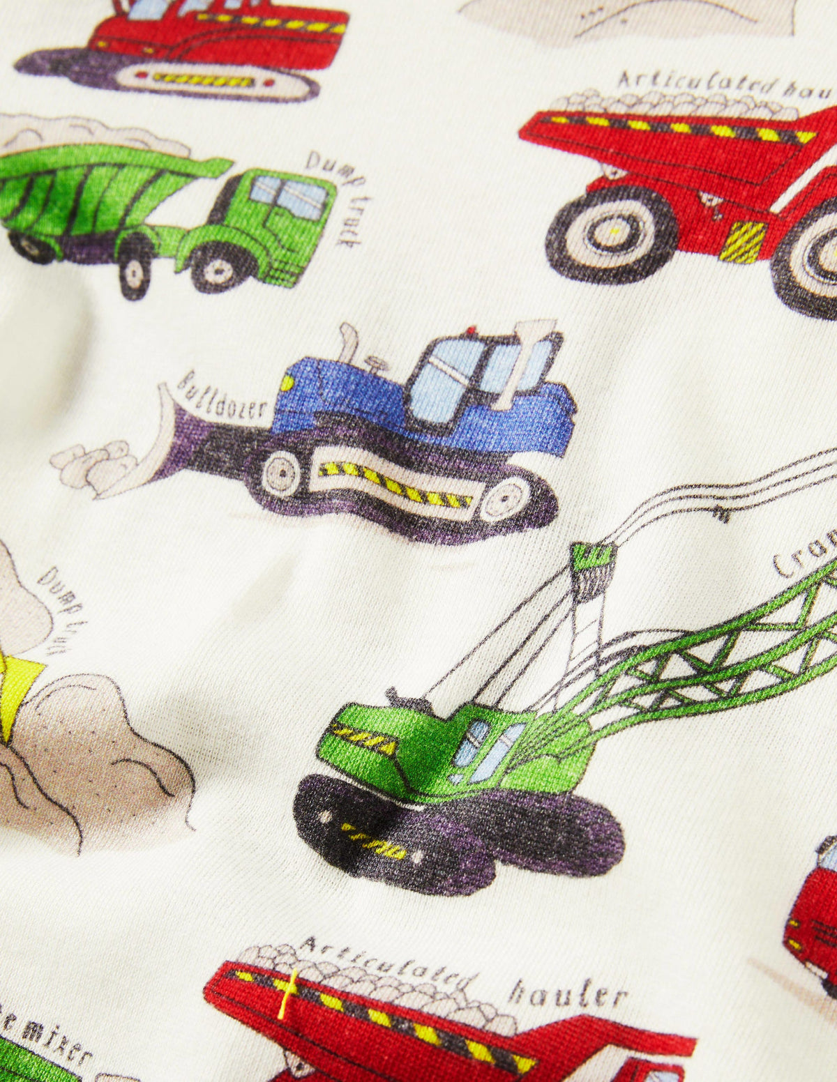 Snug Long John Pajamas-Ivory Dig It Construction-3