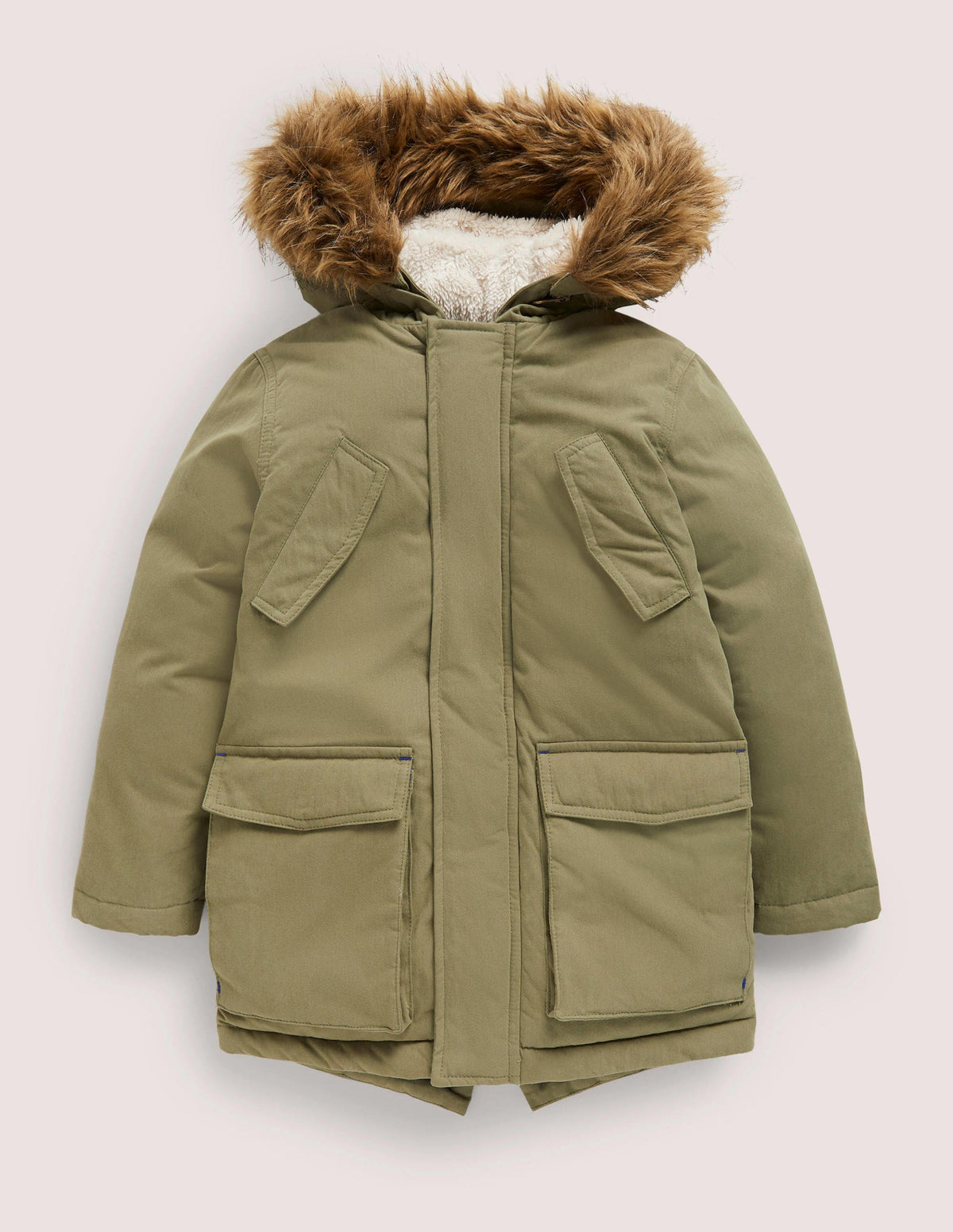 Showerproof Appliqué Parka-Army Green Space - Image 1