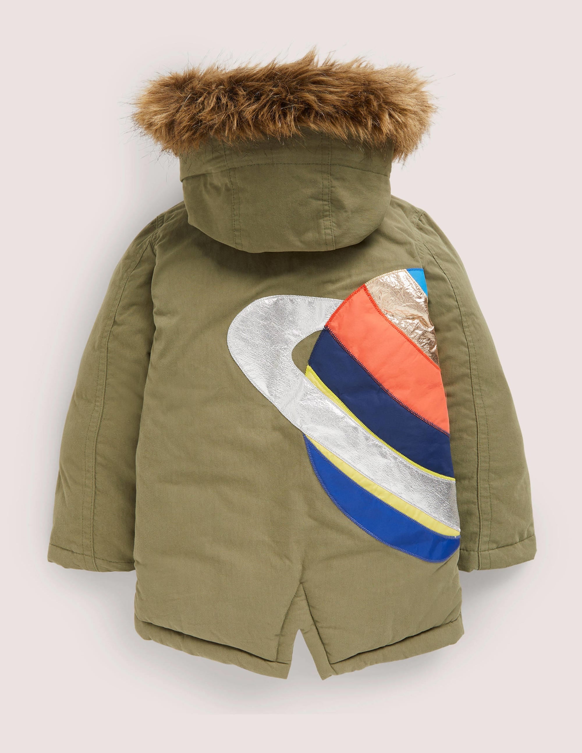 Showerproof Appliqué Parka-Army Green Space - Image 2