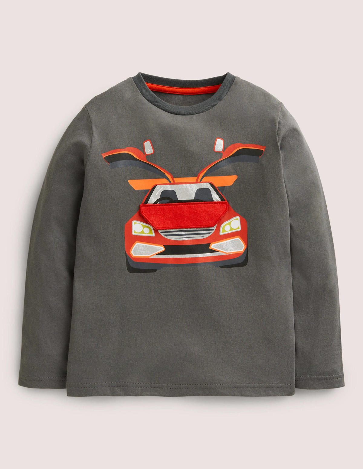 Lift-the-Flap Appliqué T-shirt-Smoke Grey Car - Image 1
