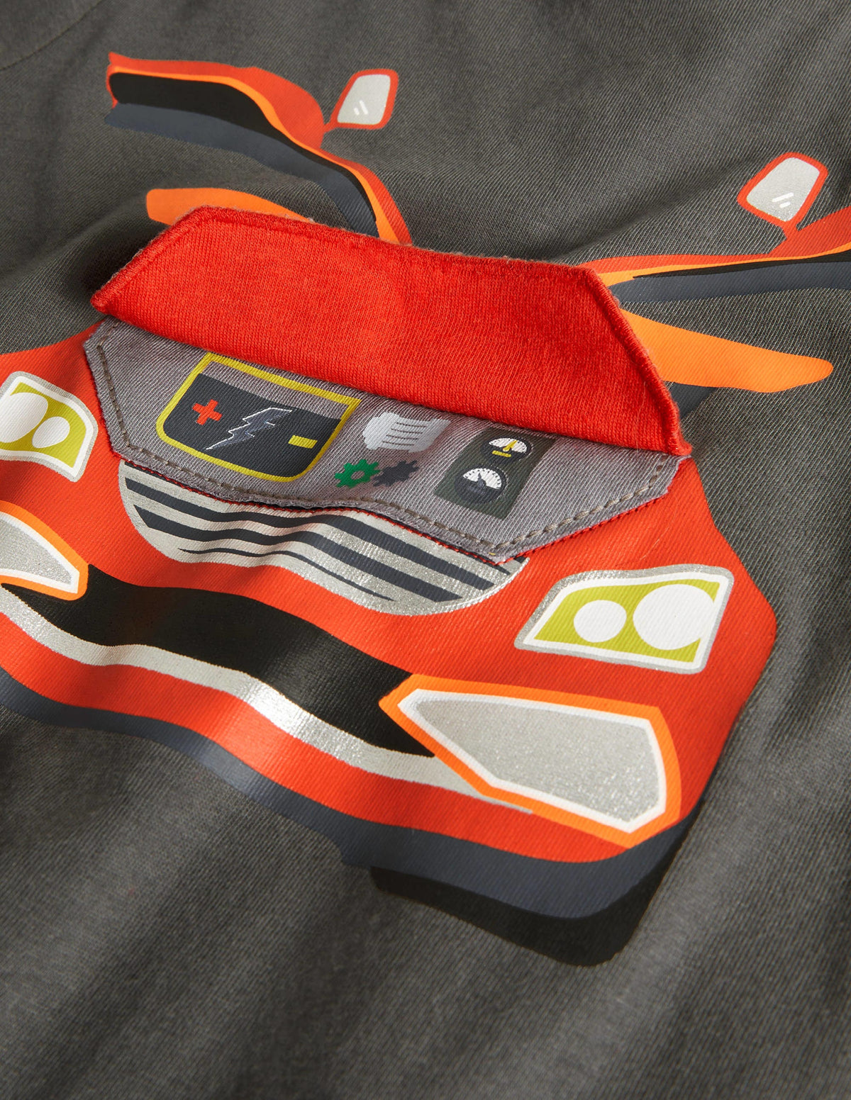 Lift-the-Flap Appliqué T-shirt-Smoke Grey Car-3