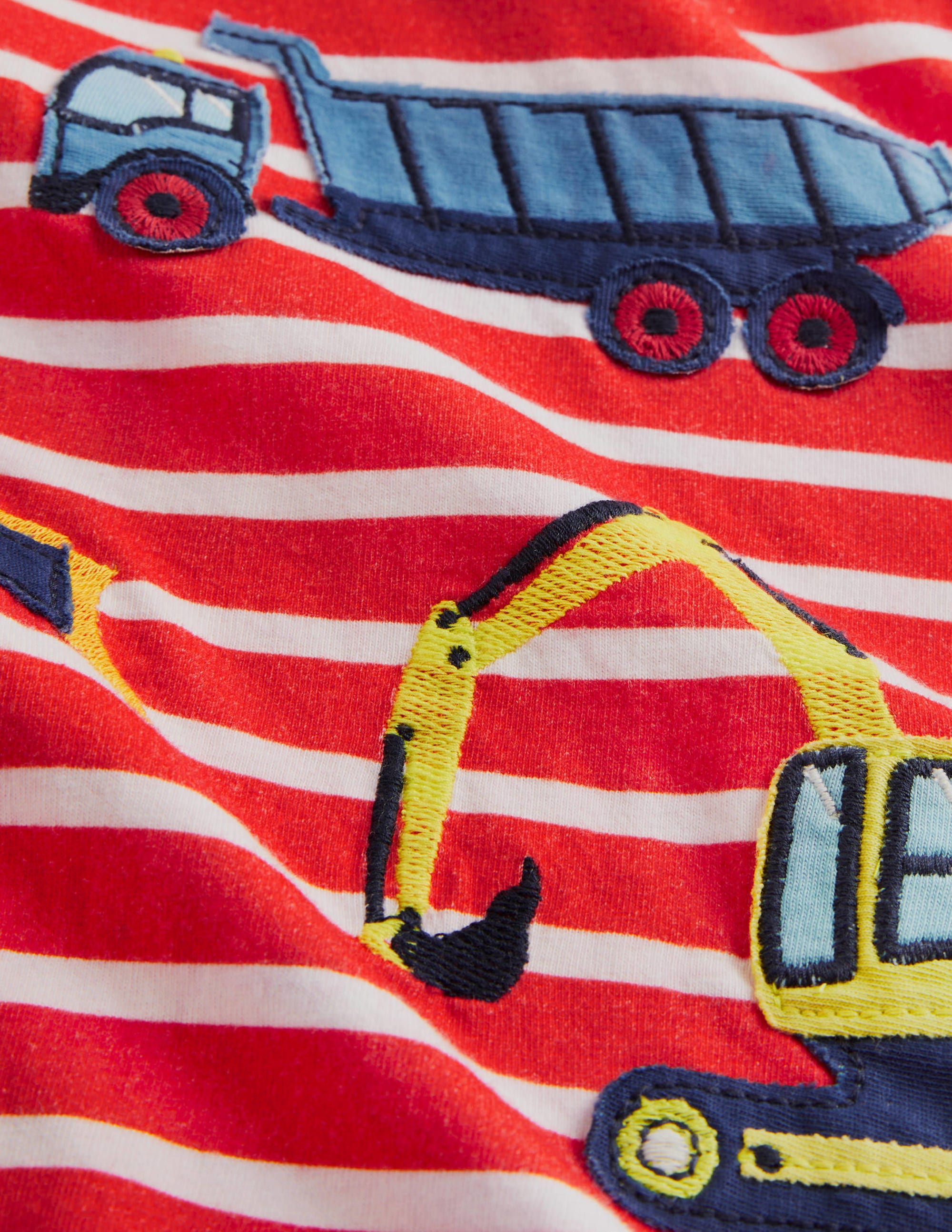 Appliqué Breton T-shirt-Strawberry Tart Red Trucks - Image 3