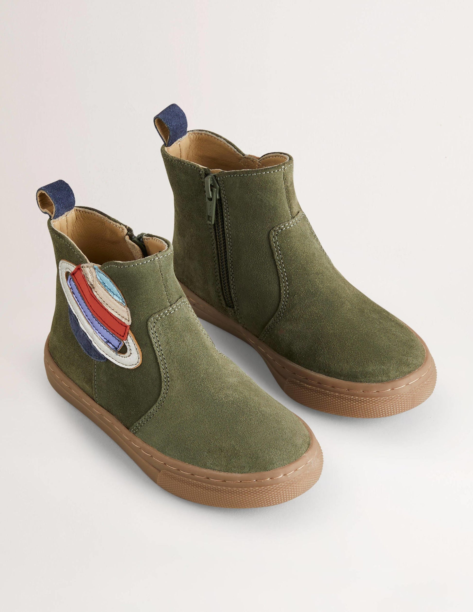 Suede Appliqué Boots-Khaki Planet-2