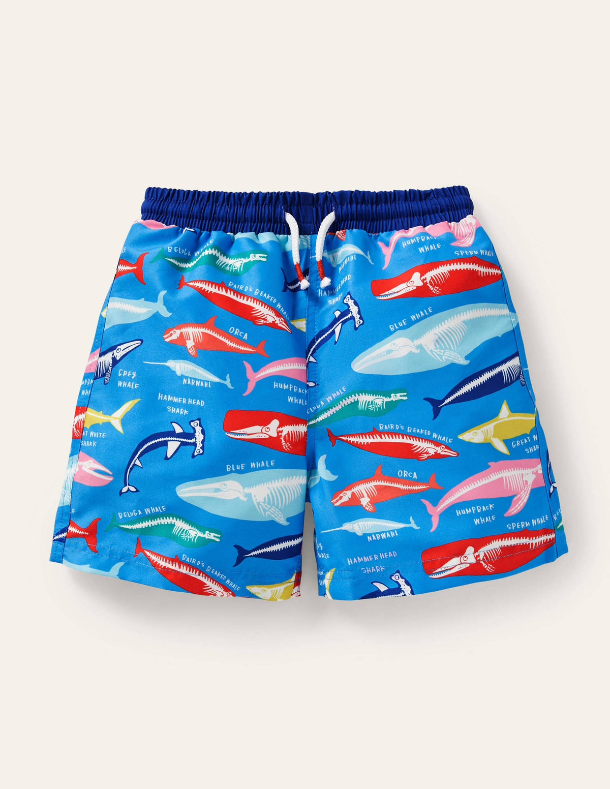 Swim Trunks-Malibu Blue, Whale Bones - Image 1