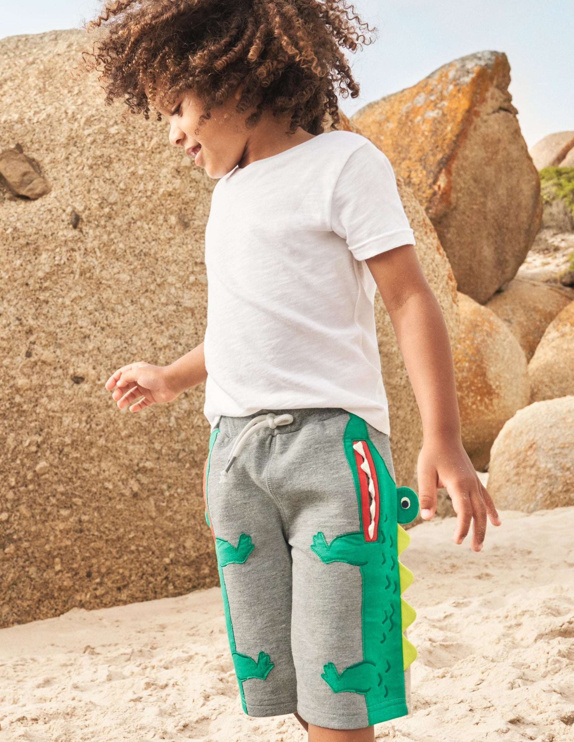 Appliqué Jersey Baggies-Grey Marl Crocodile-5