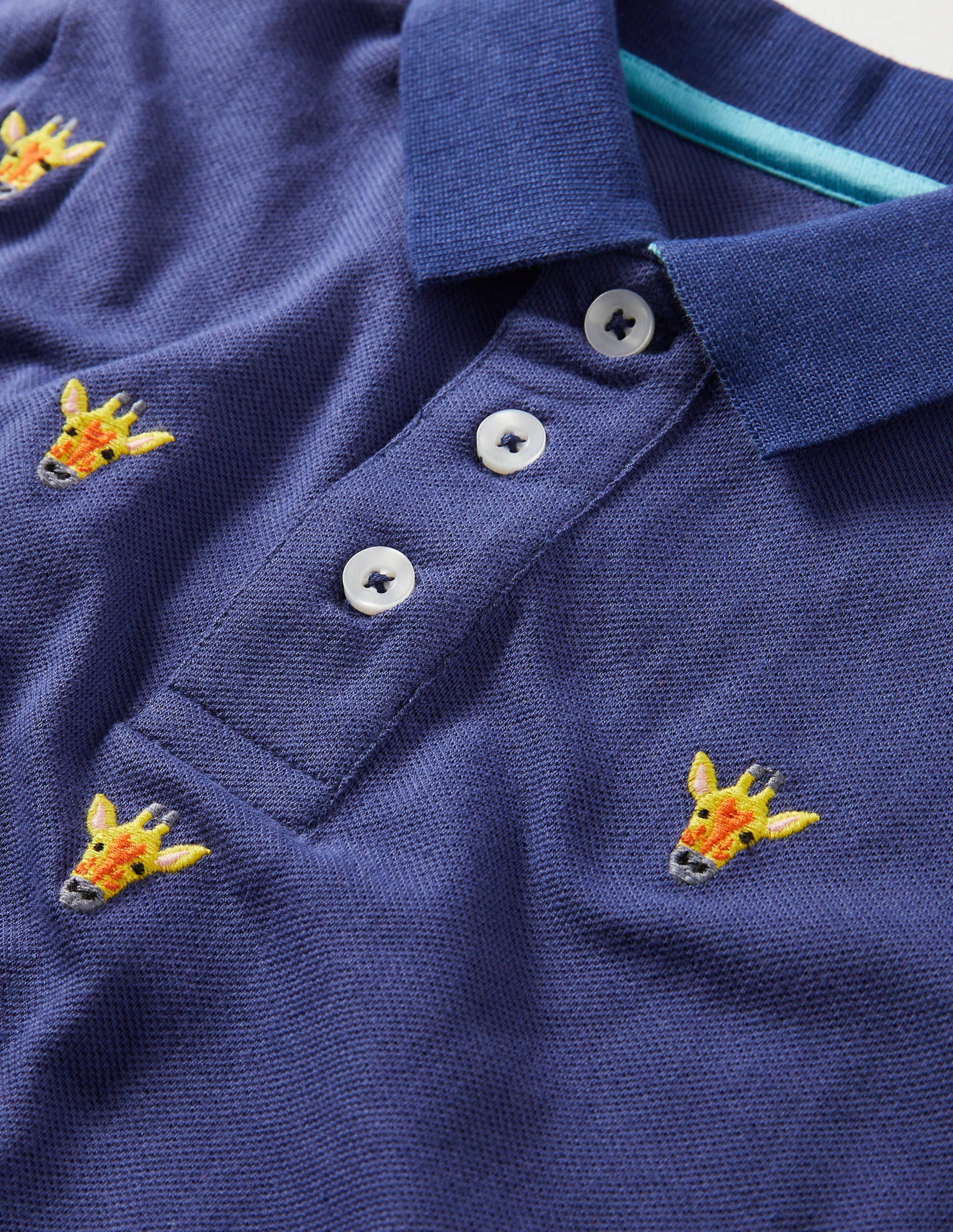 Piqué Polo Shirt-Navy Blue Giraffes - Image 3