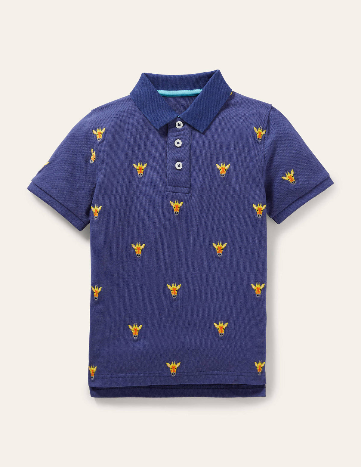 Piqué Polo Shirt-Navy Blue Giraffes - Image 1
