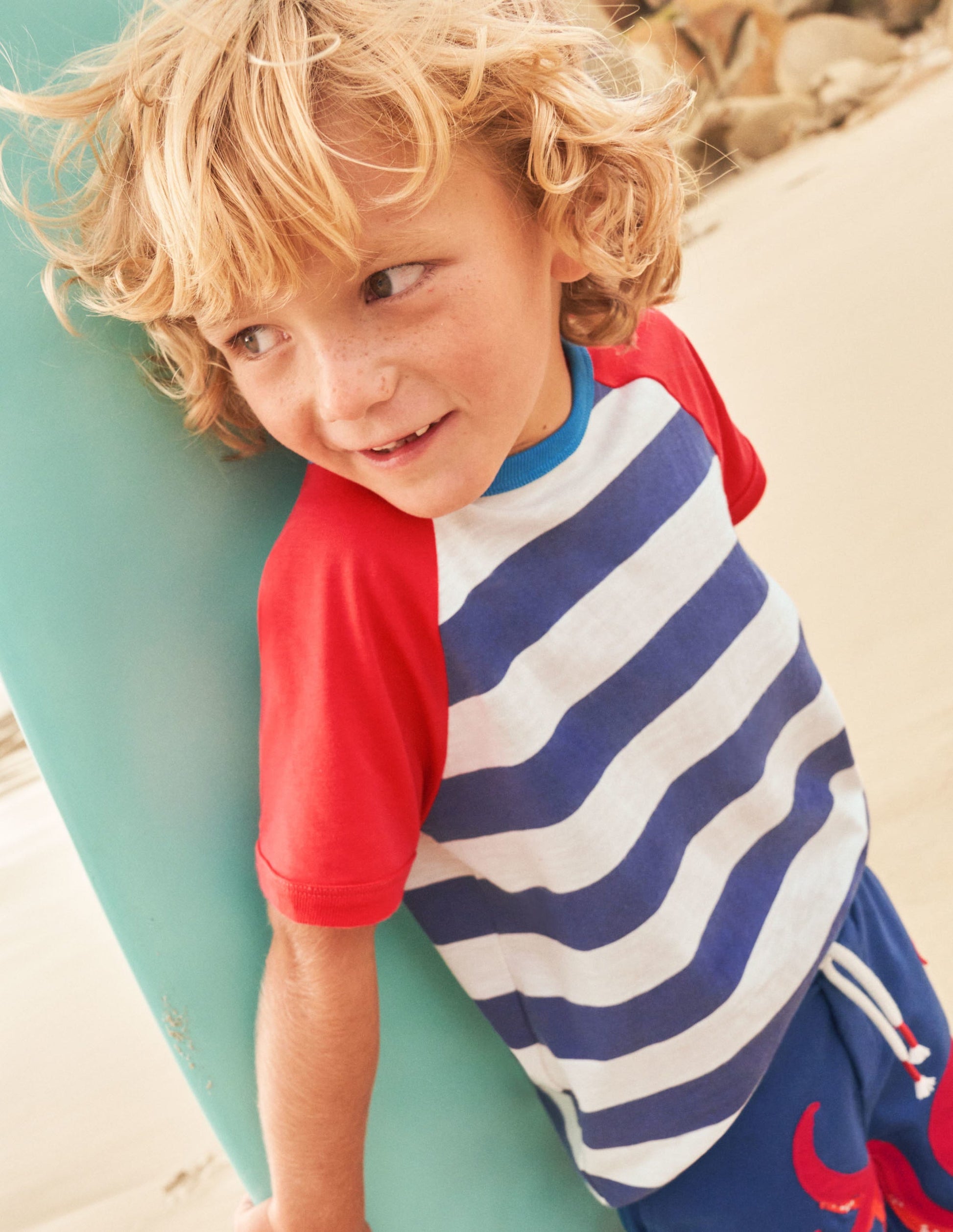 Colourblock Raglan T-shirt-Starboard Blue/Ecru-4