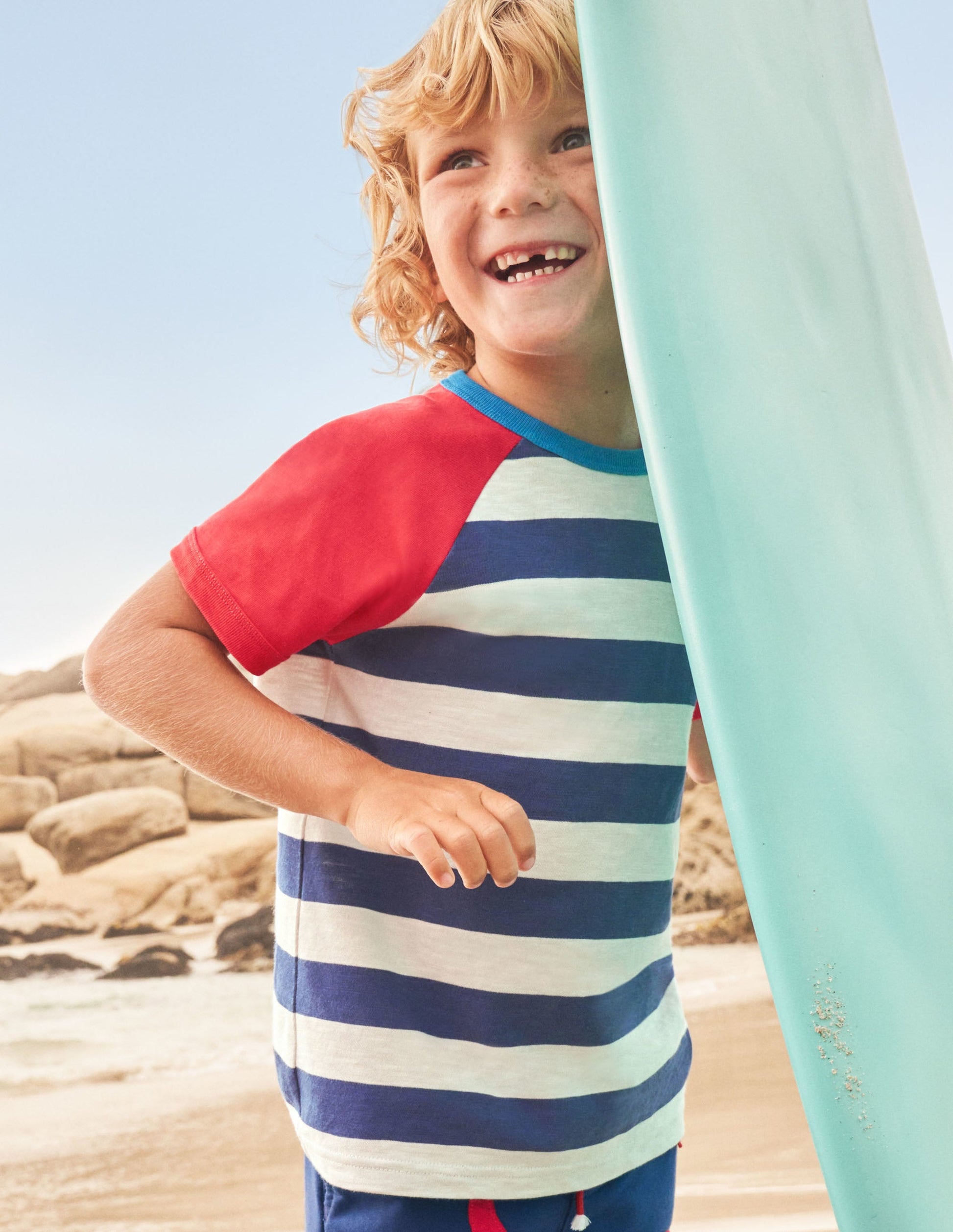 Colourblock Raglan T-shirt-Starboard Blue/Ecru-6