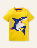Yellow Shark Appliqué T-shirt-Daffodil Yellow Shark